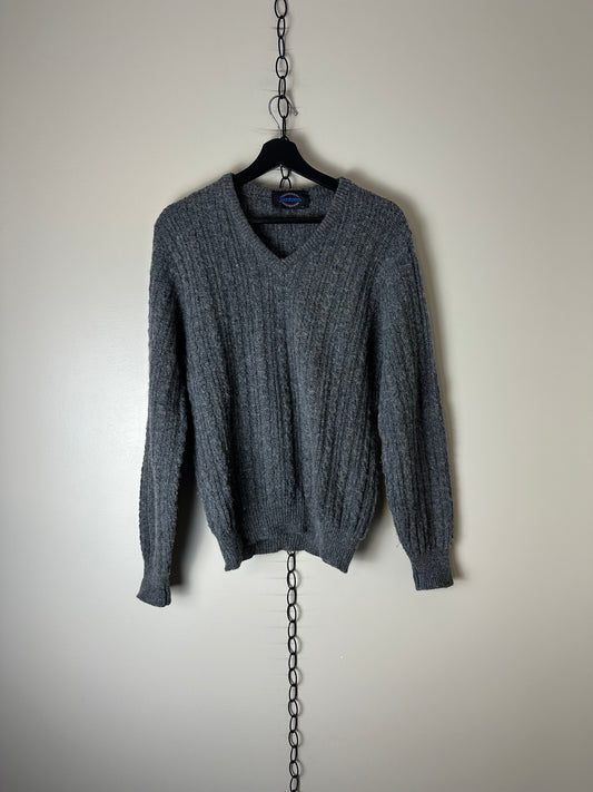 Vintage 1980s Jantzen Grey Cable Knit Sweater - M