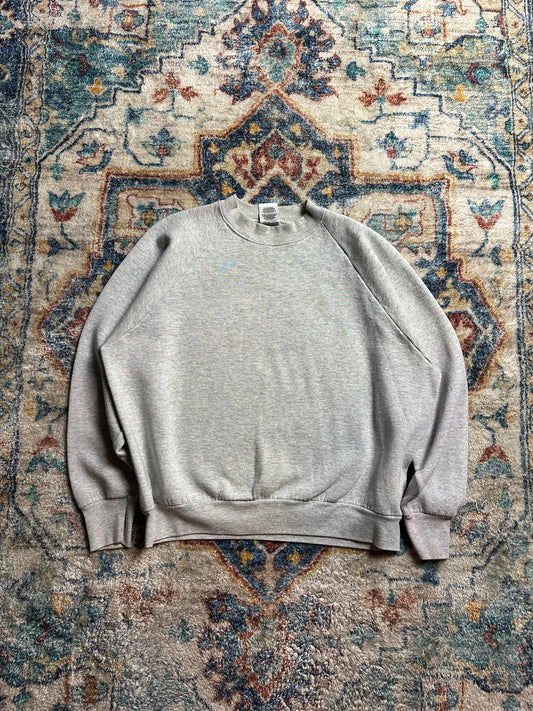 90s Fruit Of The Loom Grey Blank Crewneck - L