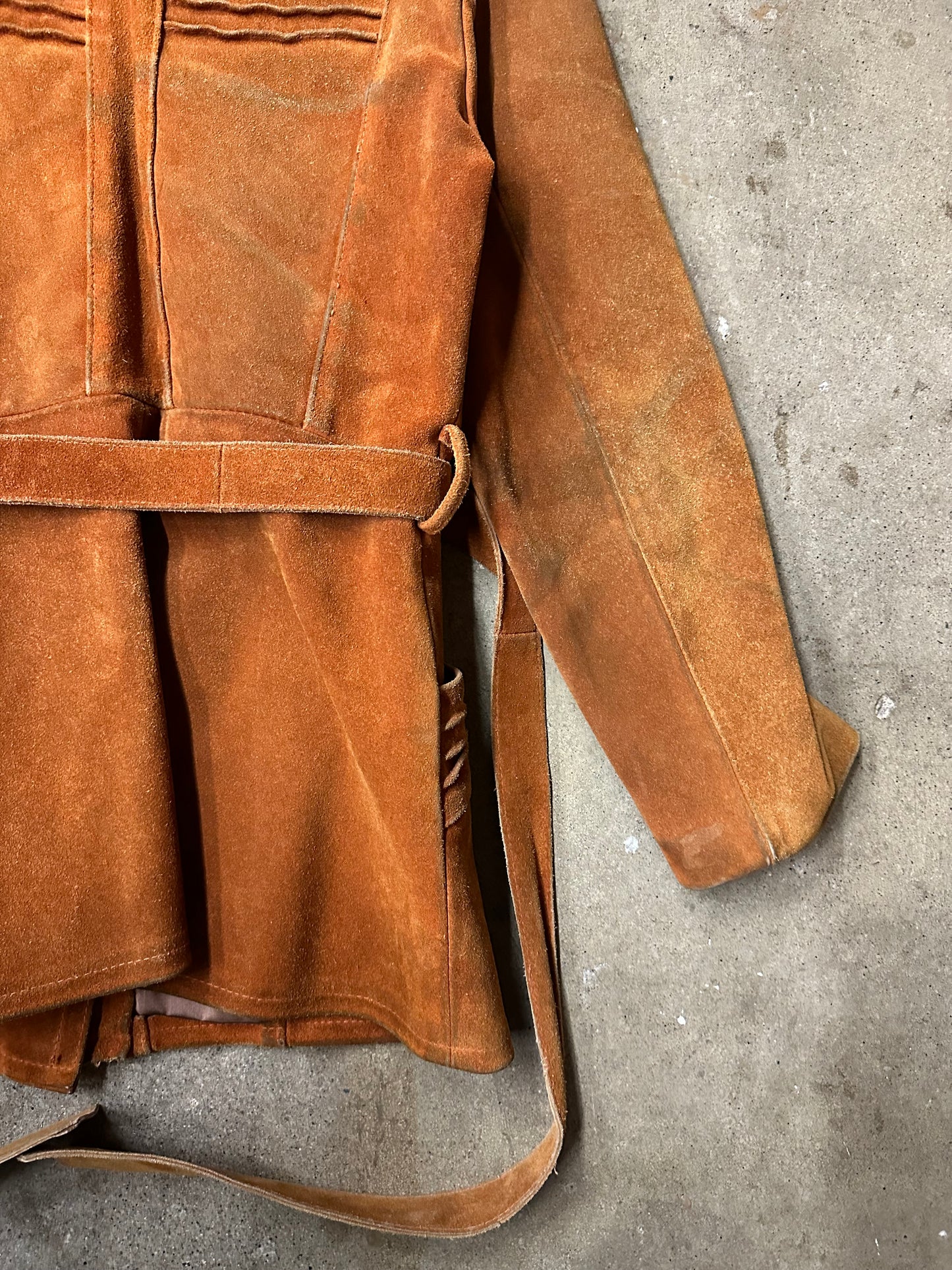 Vintage 1980s Sears Suede Jacket With Belt - S