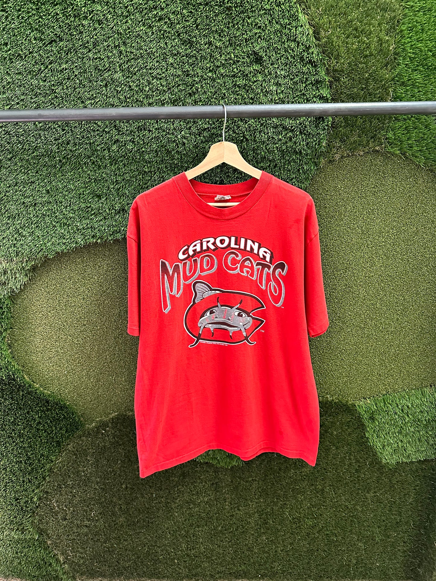 Vintage 1993 MLB Carolina Mudcats Logo T-shirt - L