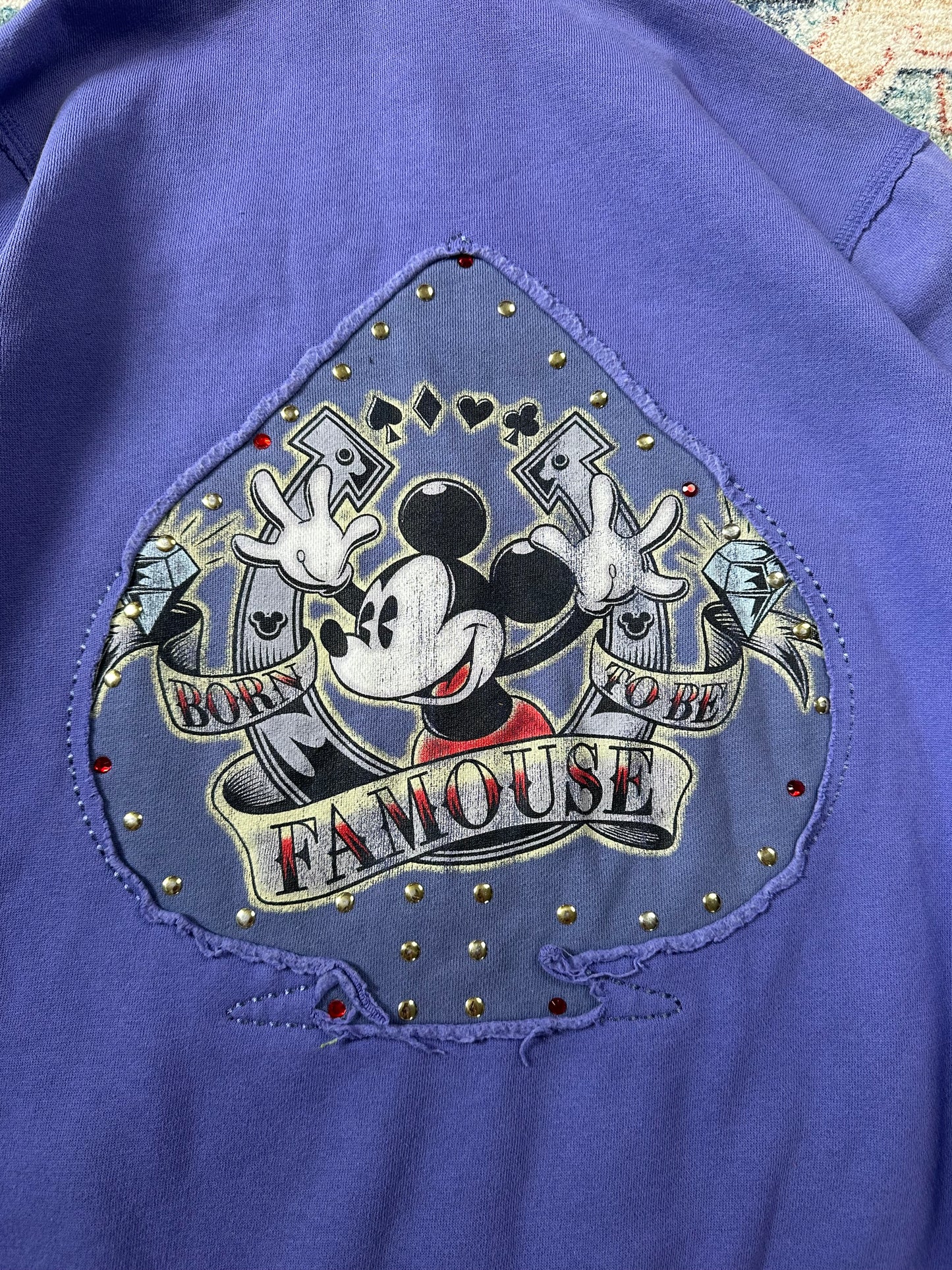 00s Disney Mickey Mouse Y2K Bedazzled Zip-up Hoodie - M