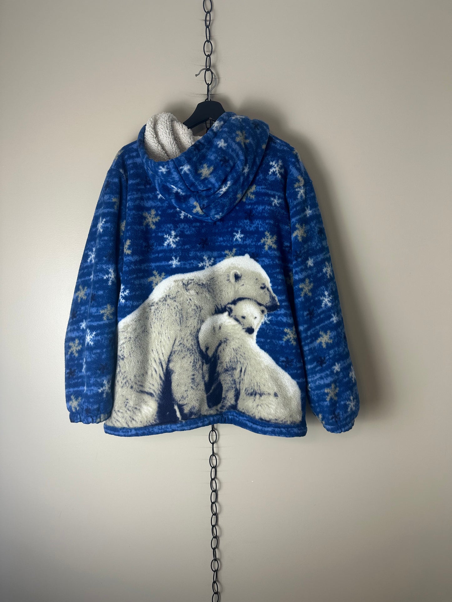 Vintage Polar Bear All Over Print Zip-up Fleece Jacket - L