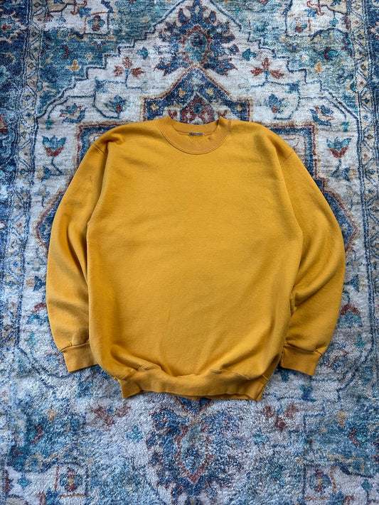 90s Champion Yellow Blank Crewneck - L