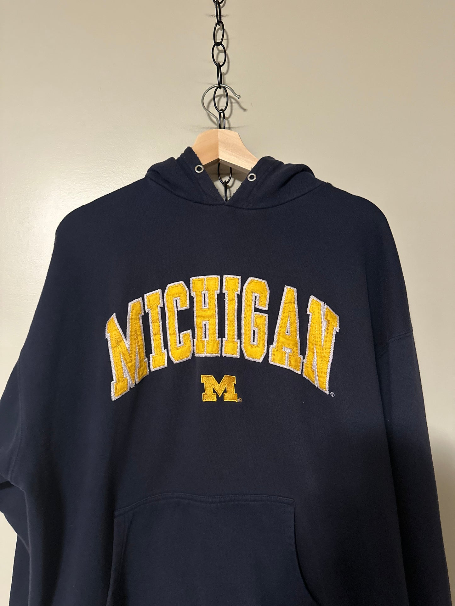 90s NCAA Michigan Spellout Collegiate Hoodie - XL