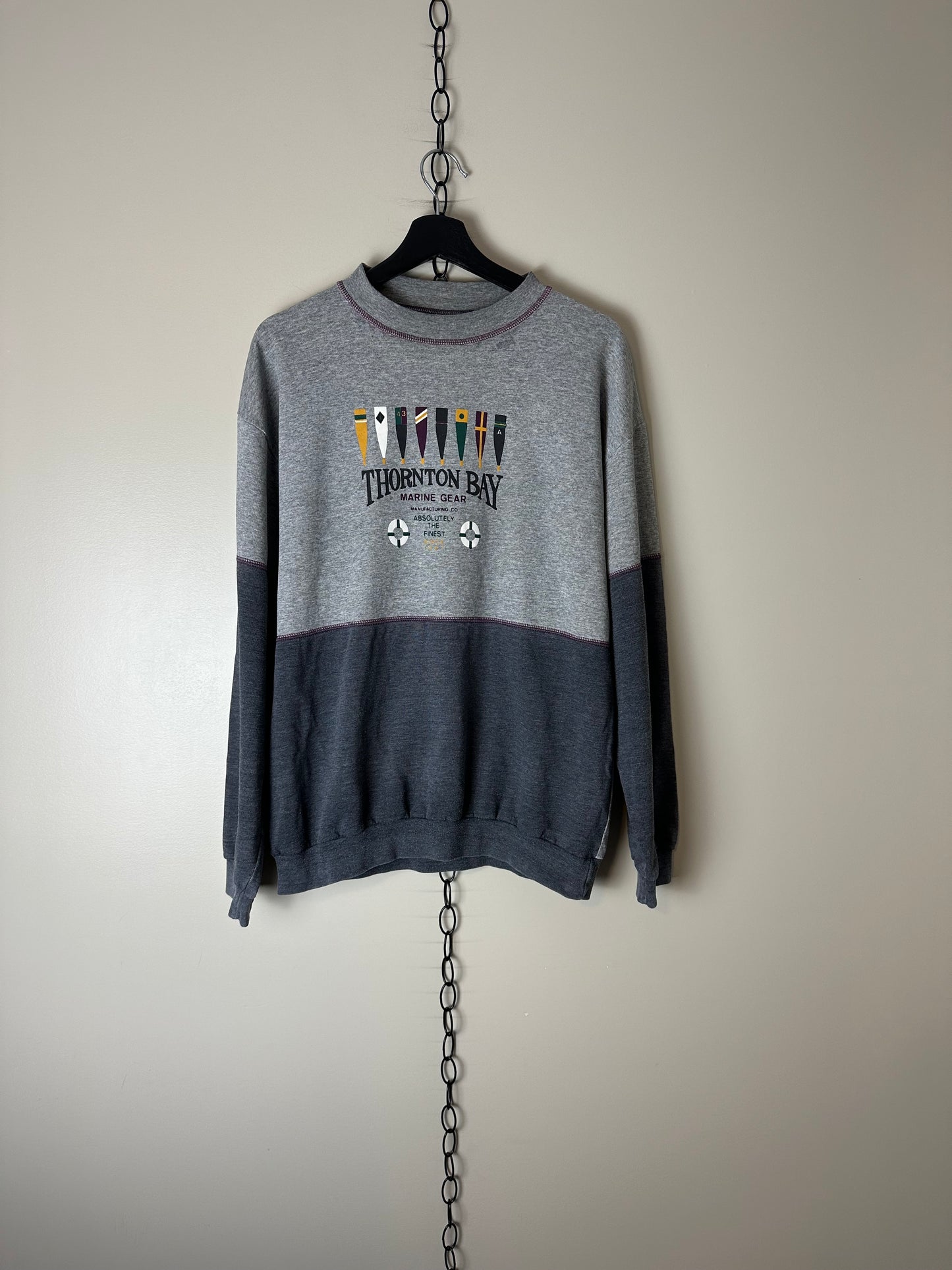 Vintage Thornton Bay Marine Gear Spellout Crewneck - L