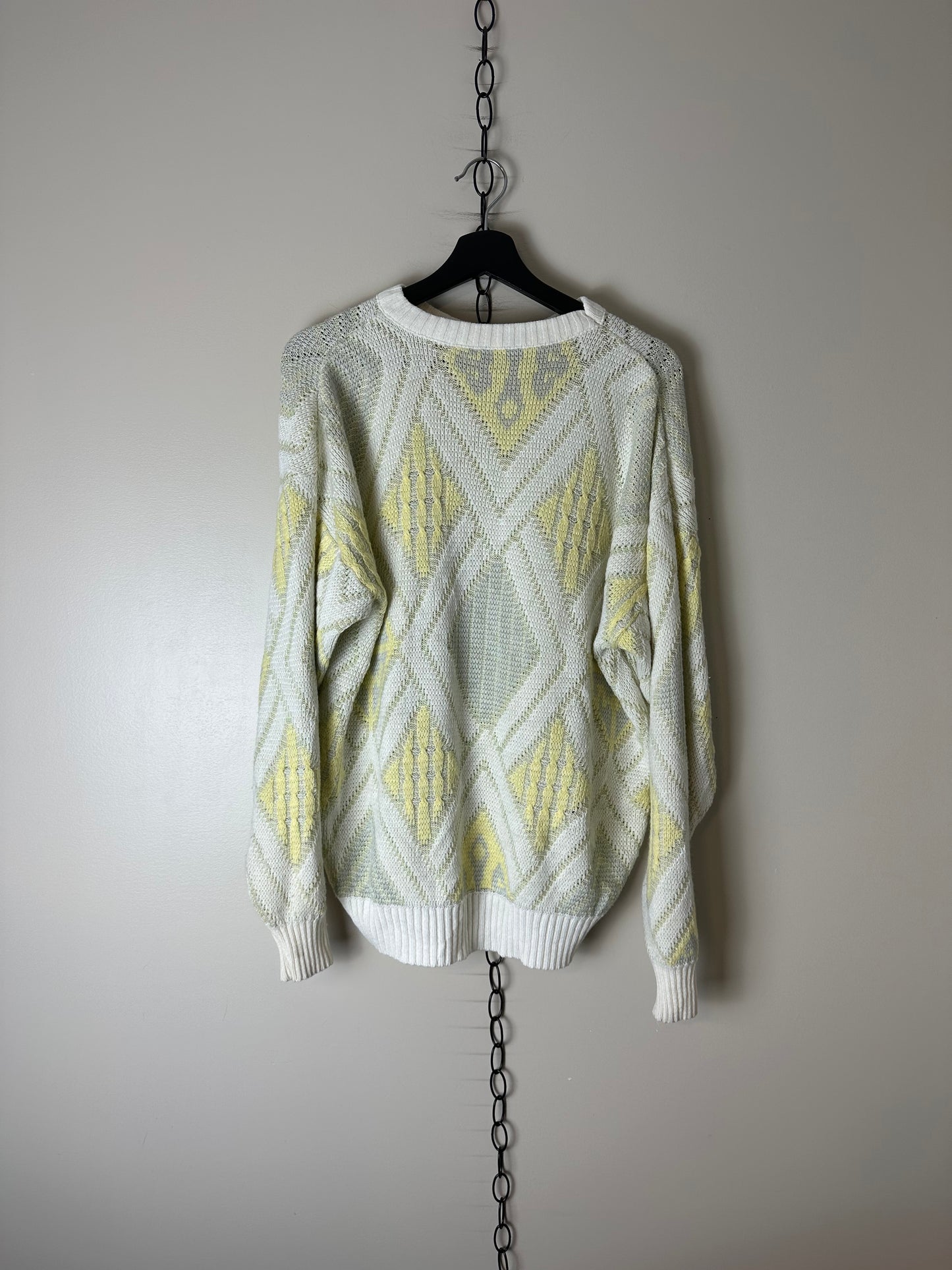 Vintage Diamond Abstract Pullover Sweater - XL