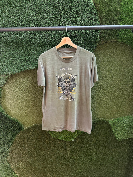 80s Special Forces Military Skull Faded T-shirt - M