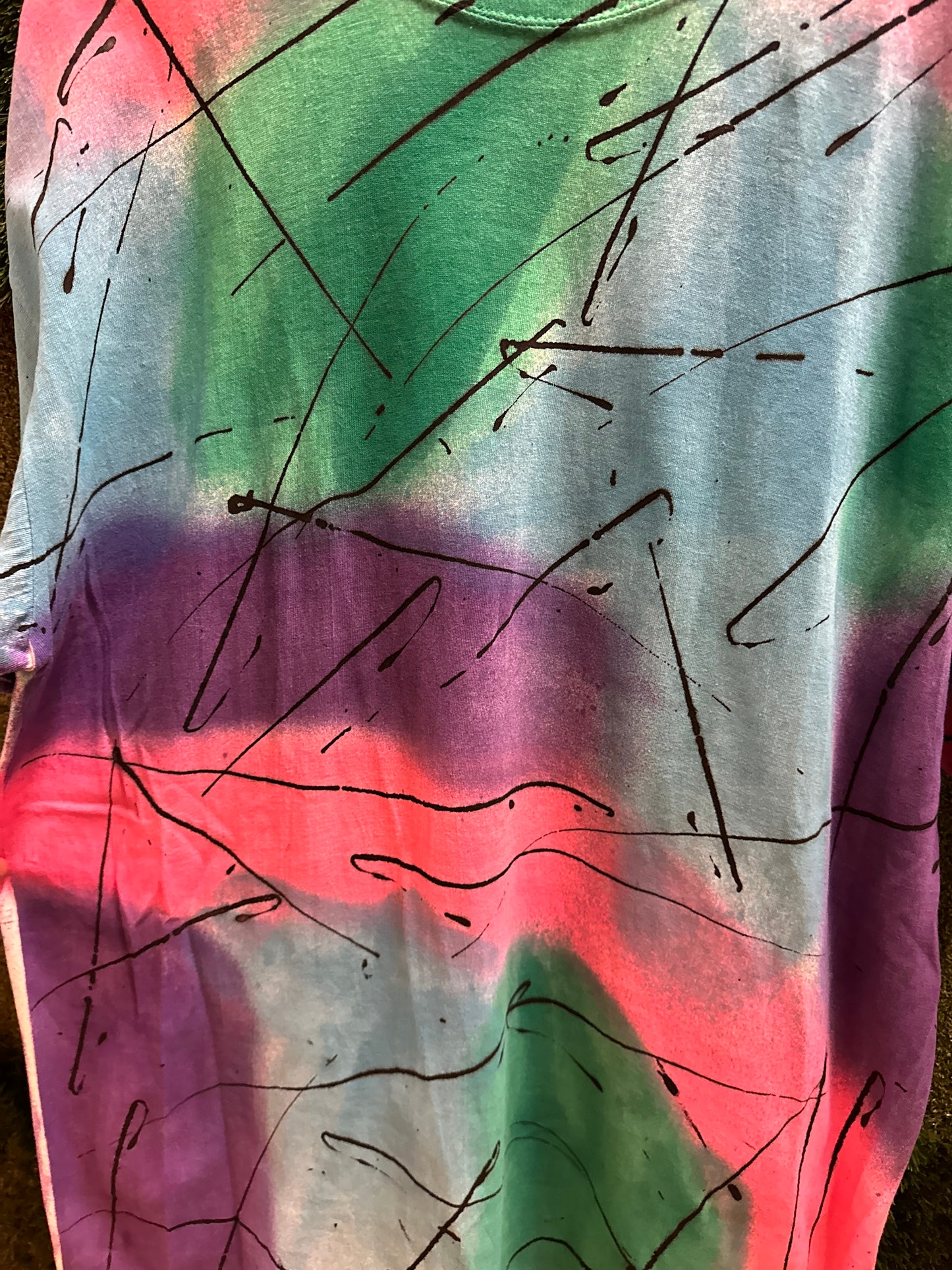 90s Paint Abstract T-shirt - XL