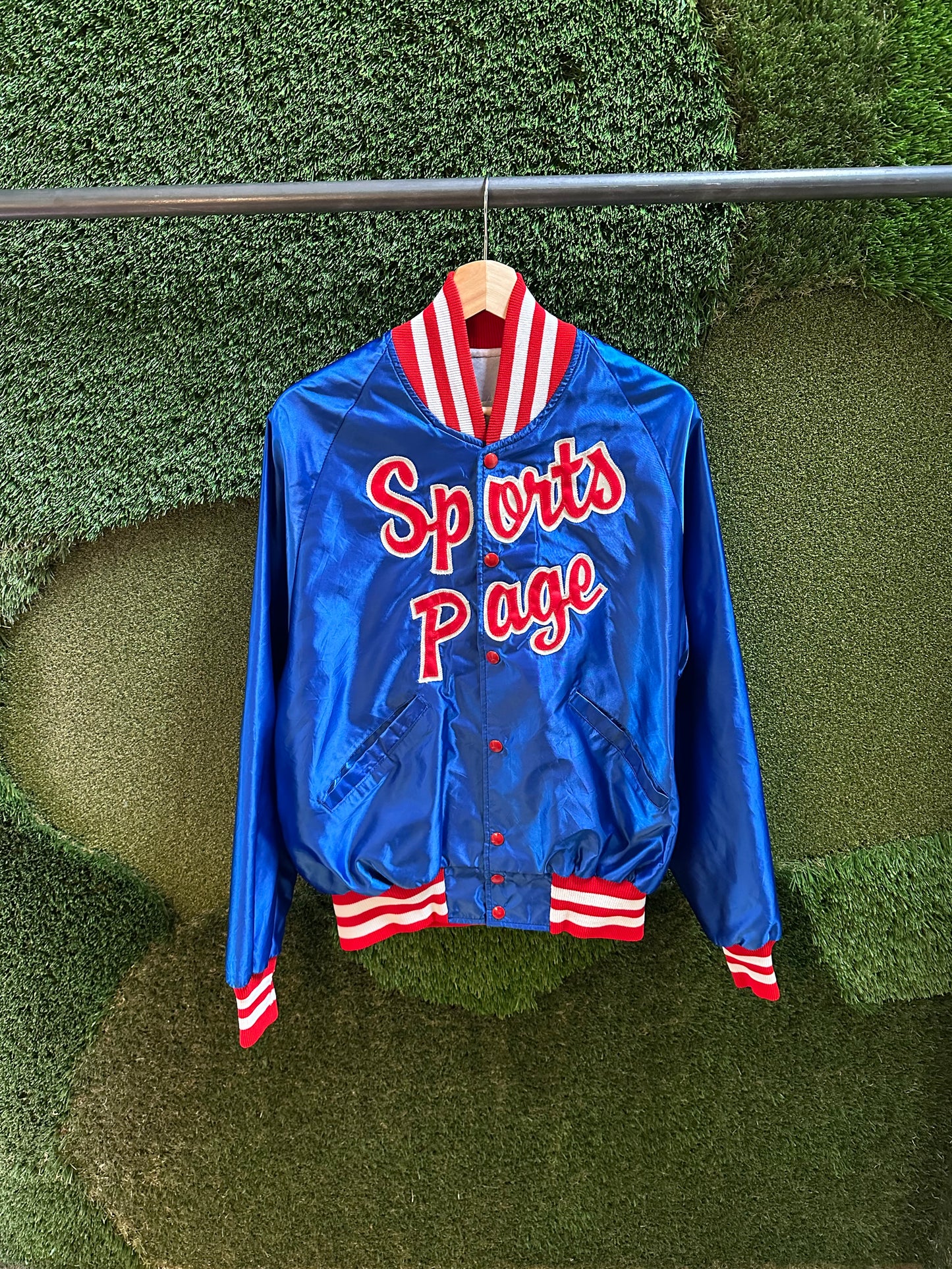 80s Delong Sports Page Satin Jacket - L