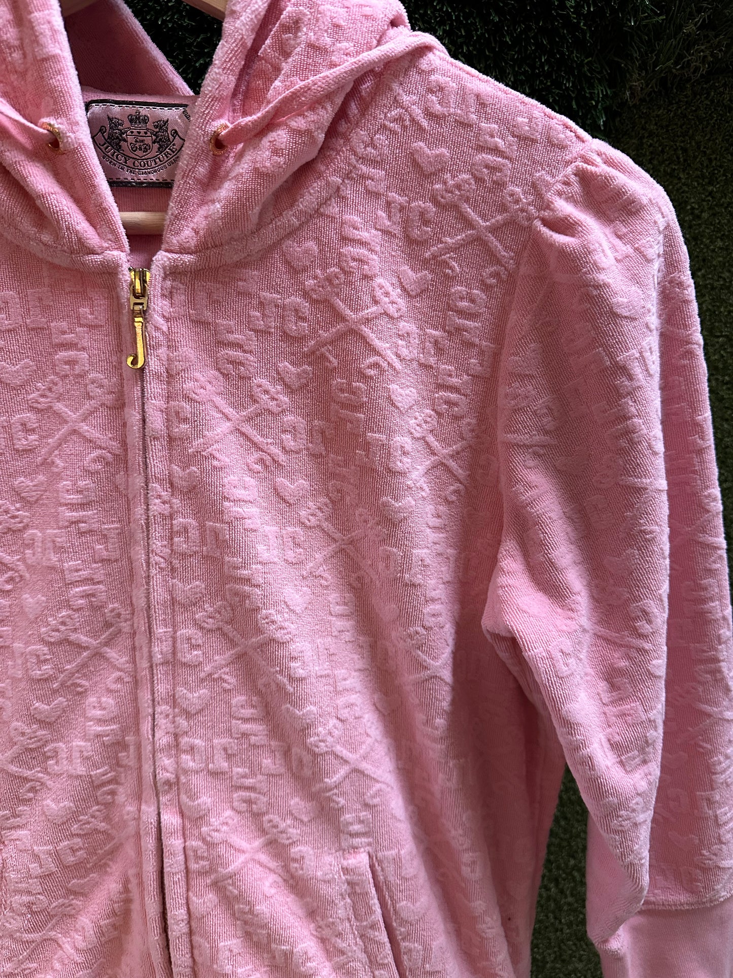 00s Juicy Couture All Over Print Textured Zip-up Hoodie - S