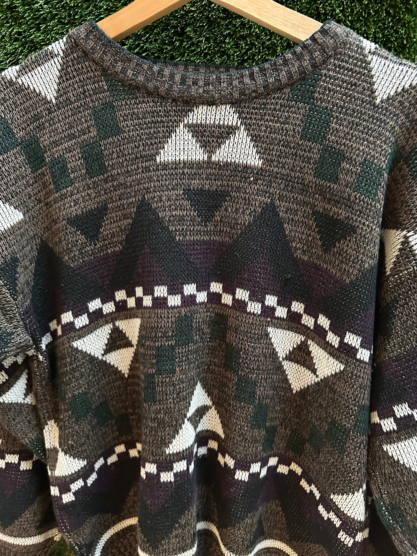 90s Abstract Shapes Pullover Sweater - M