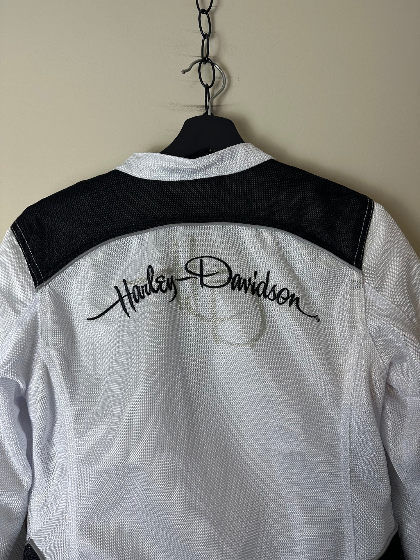 Vintage Harley Davidson White Biker Jacket - S