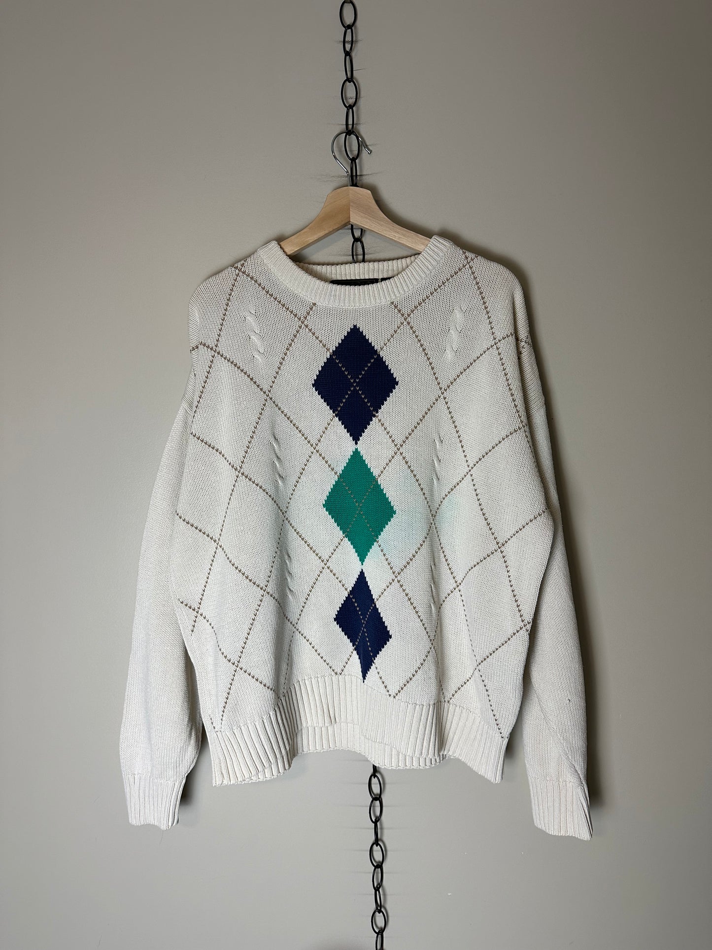 90s Eddie Bauer Diamond Sweater - L