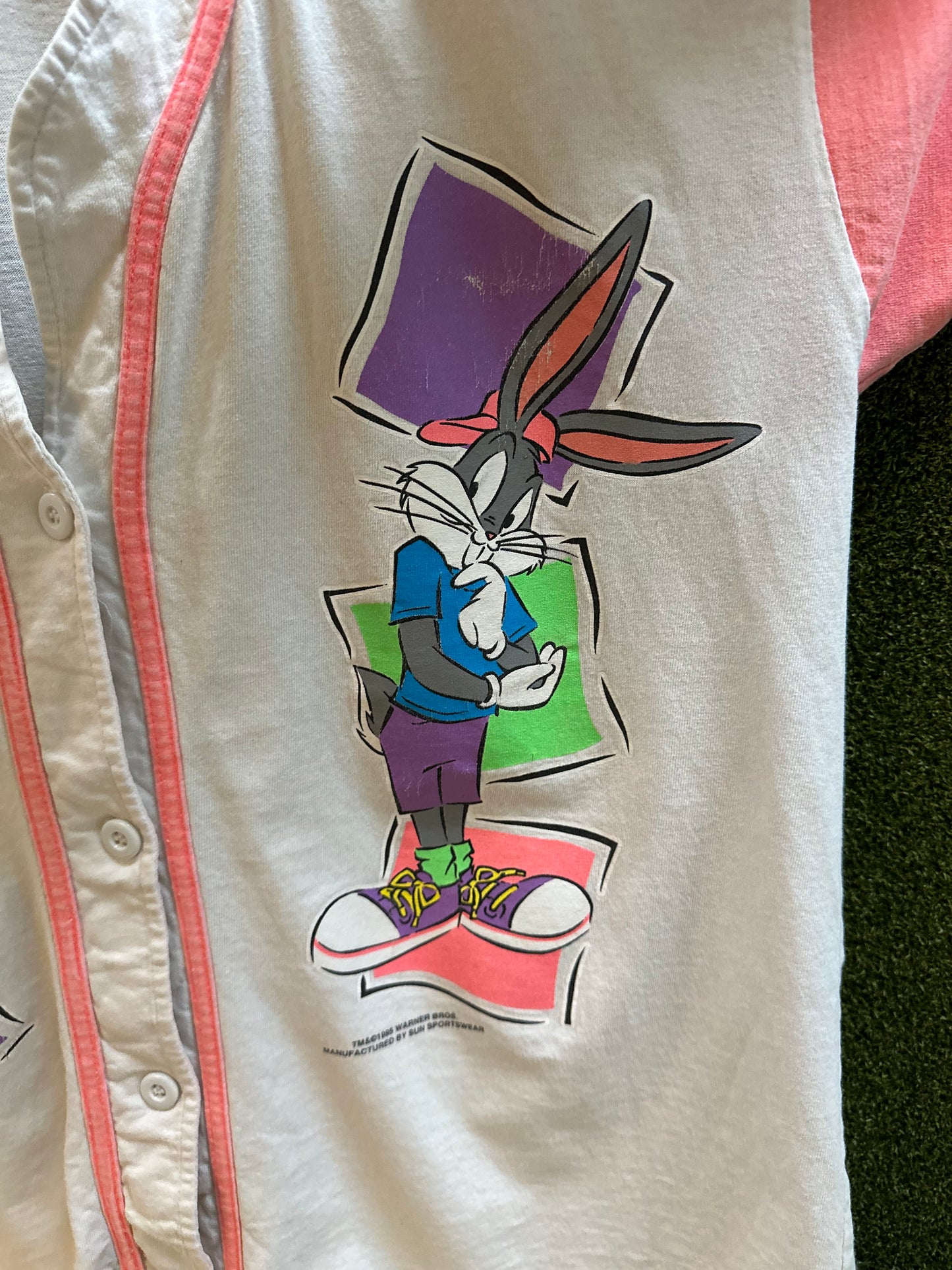 90s Looney Tunes Tweety Bugs Bunny Baseball Jersey - L