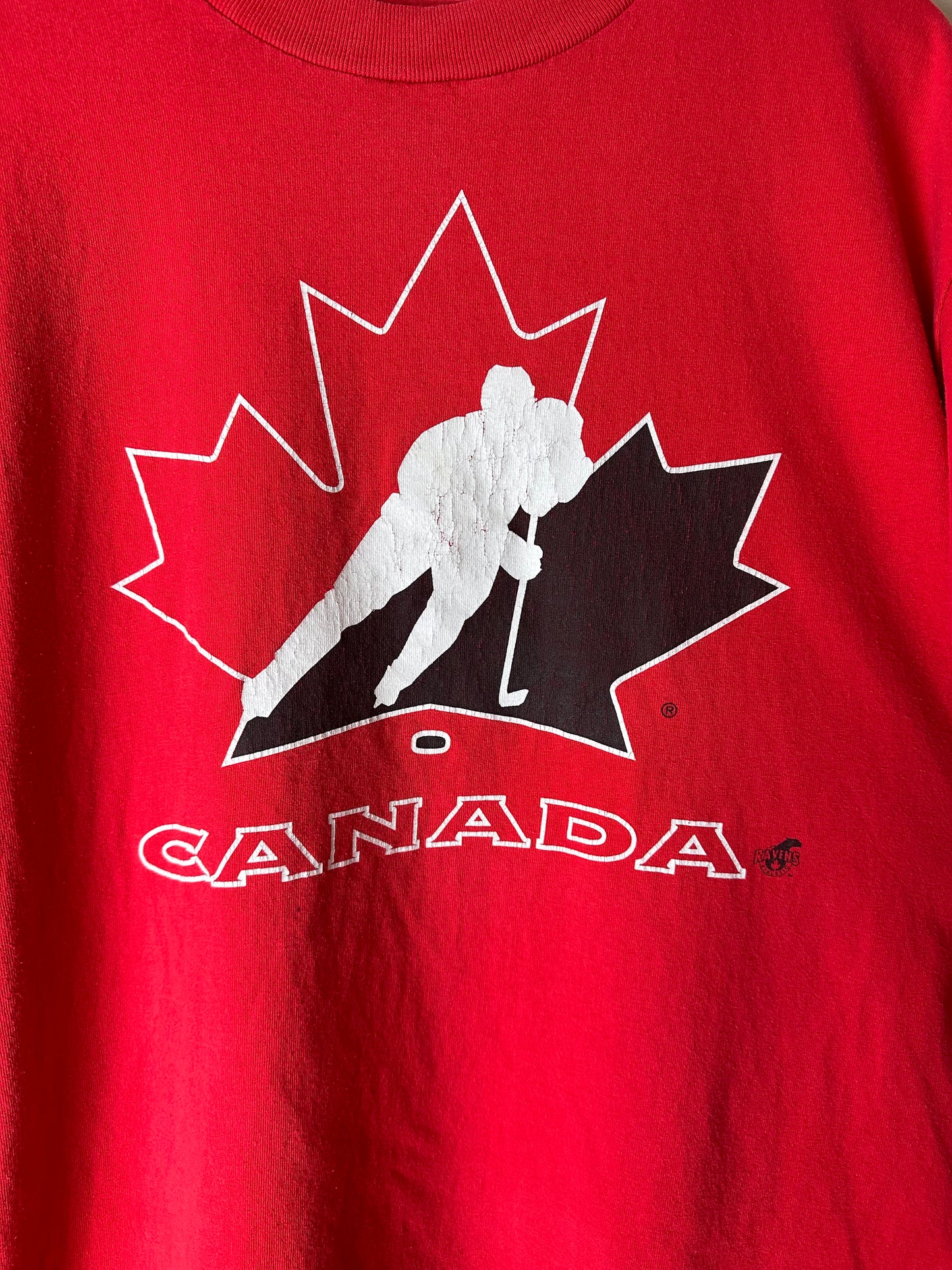 Vintage Team Canada Hockey Logo T-shirt - XL