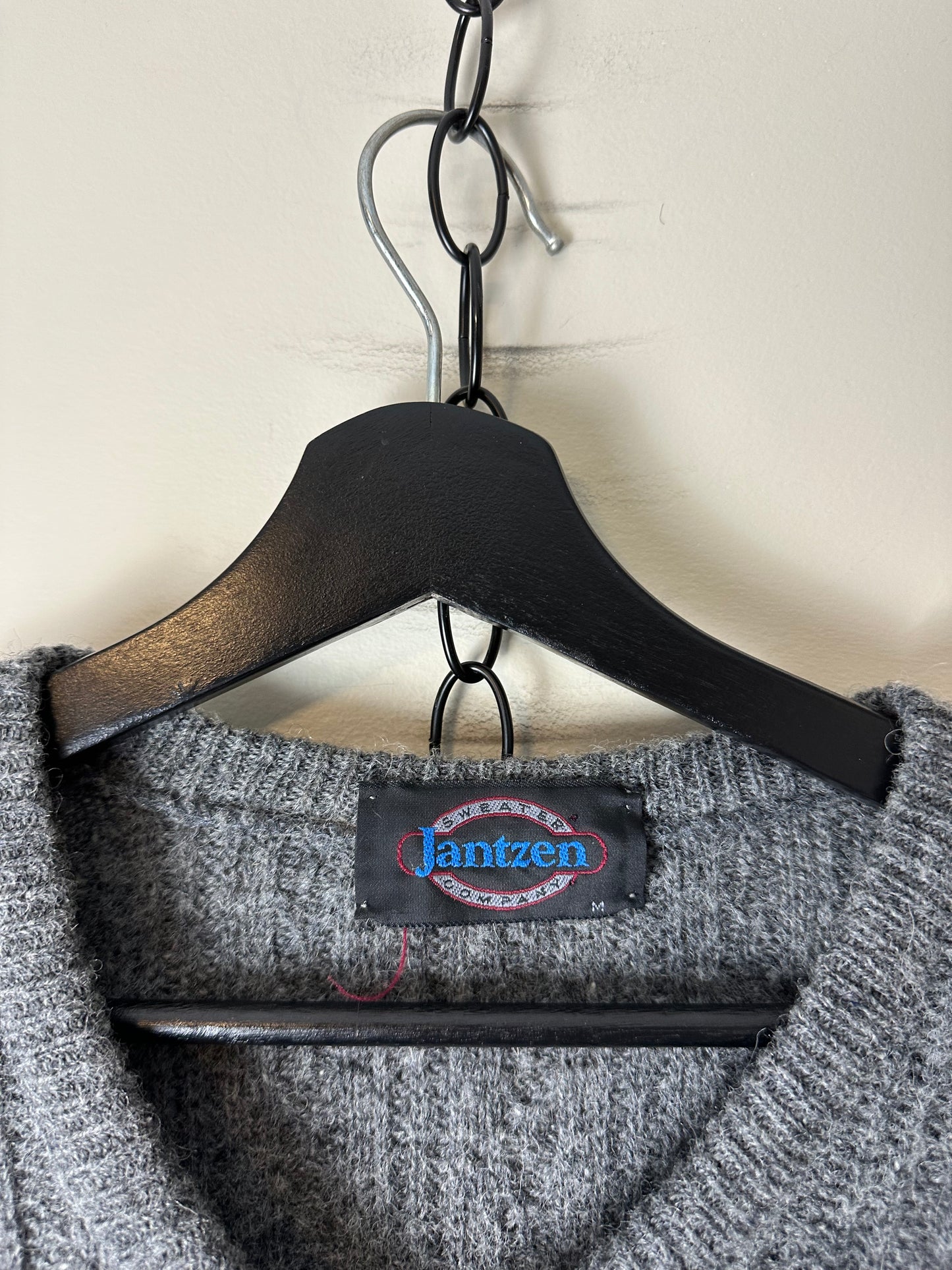 Vintage 1980s Jantzen Grey Cable Knit Sweater - M