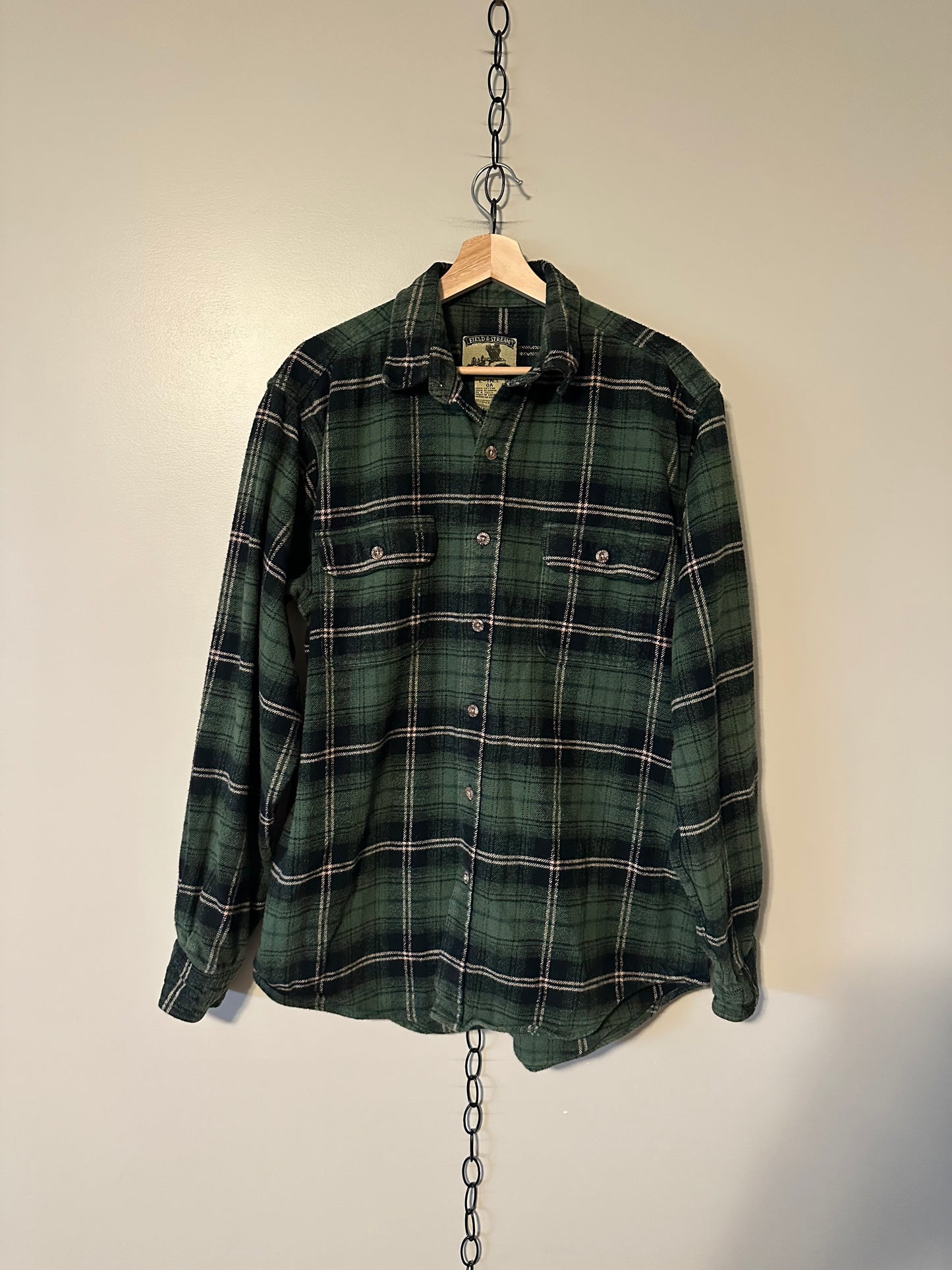 90s Field And Stream Green Plaid Flannel - L