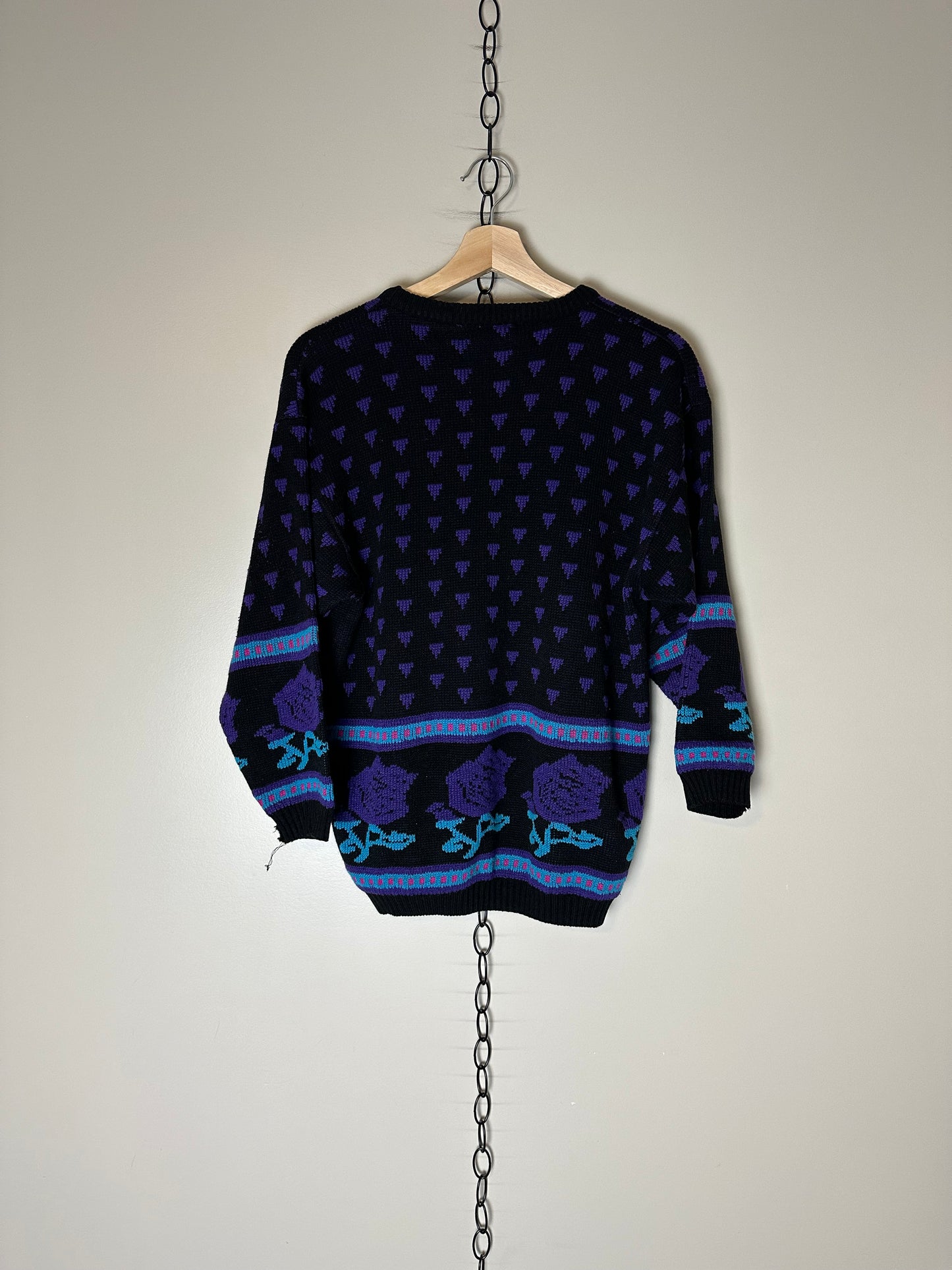 90s Floral Wrap Around Sweater - M