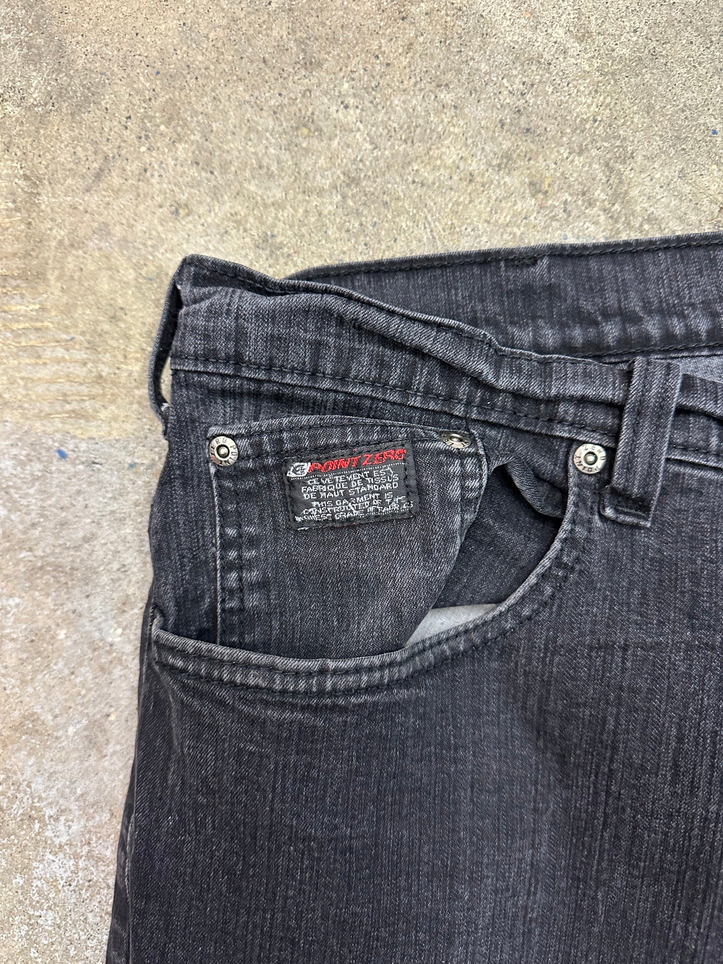 00s Point Zero Black Baggy Jeans - 44