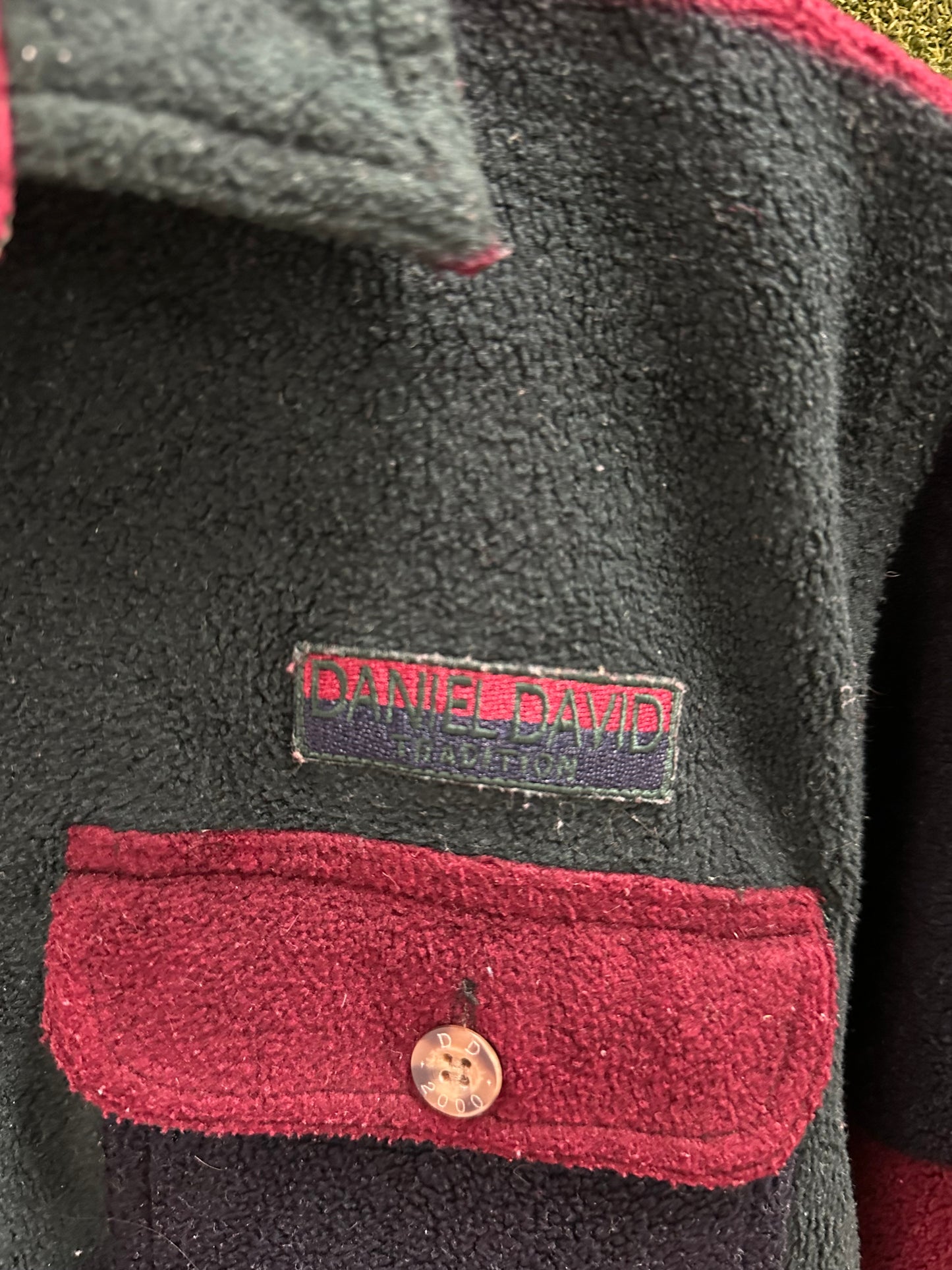 Vintage Daniel David Colour Blocking Fleece Button-up Shirt - M