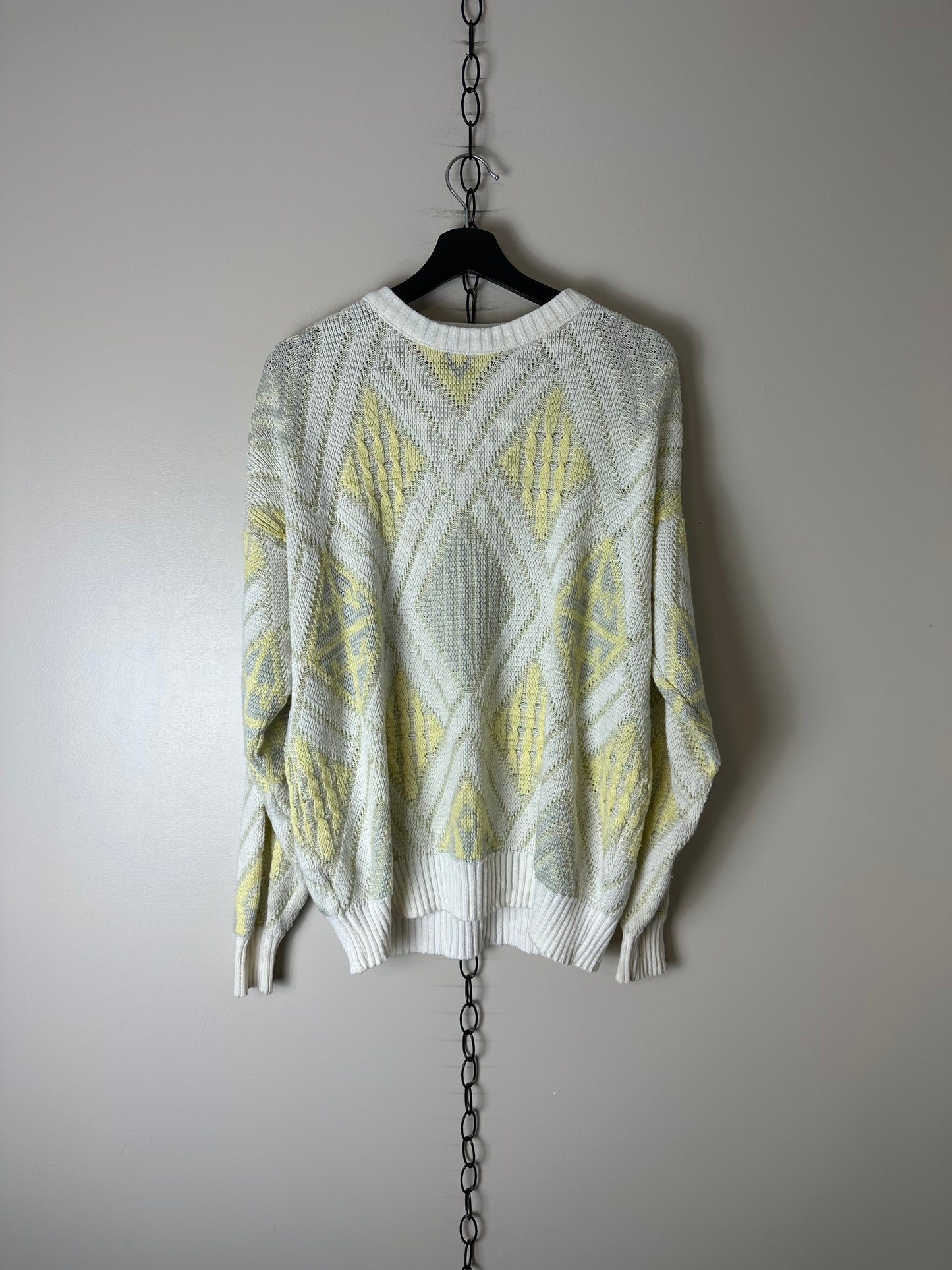 Vintage Diamond Abstract Pullover Sweater - XL