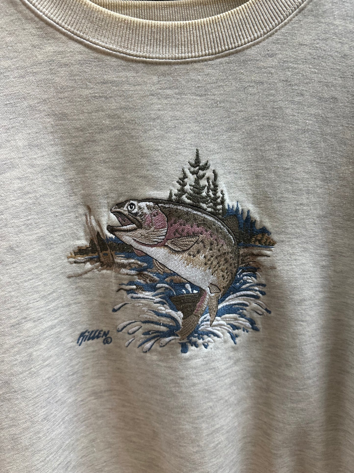 90s Trout Fish Nature Crewneck - XL