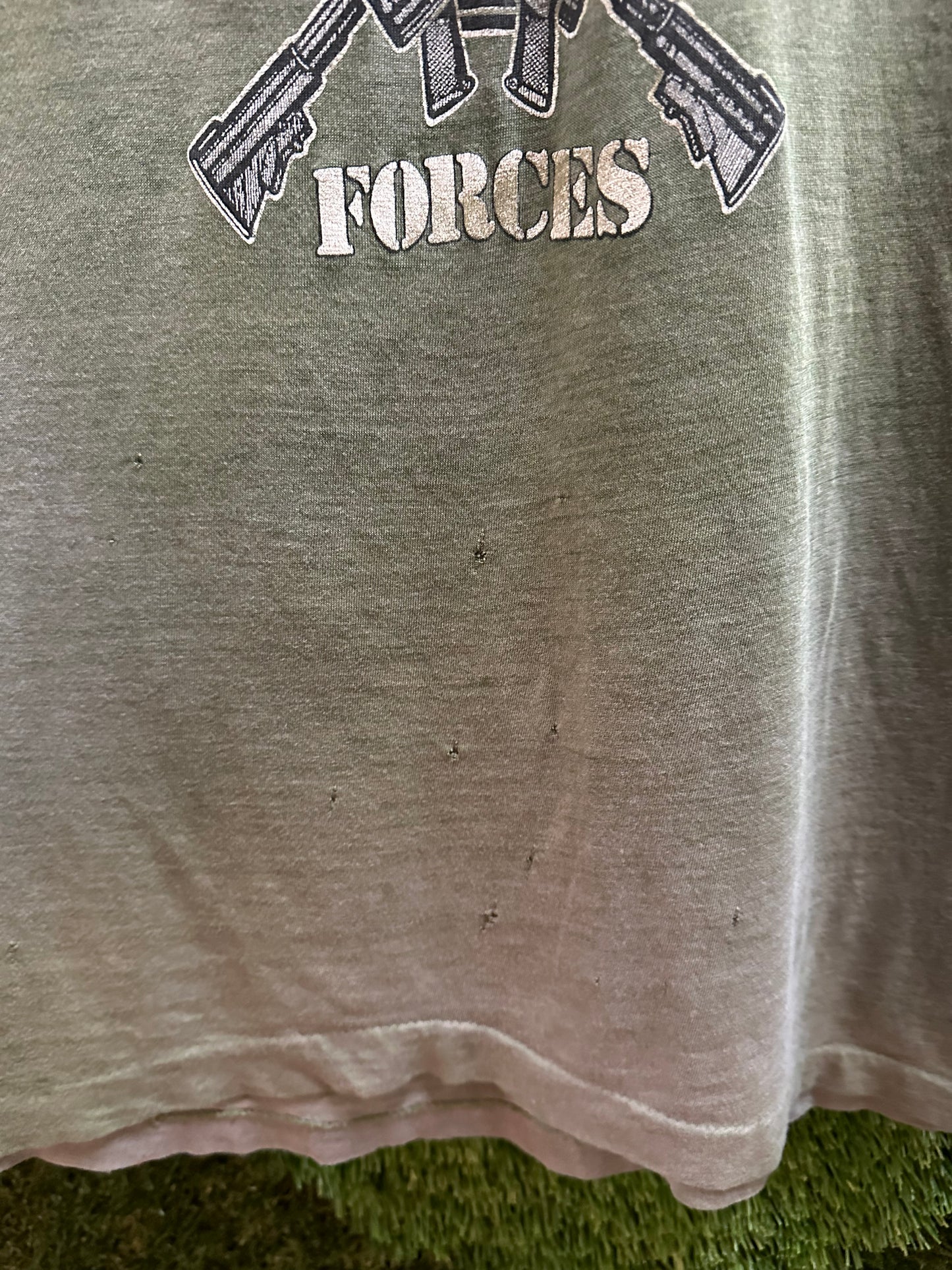 80s Special Forces Military Skull Faded T-shirt - M