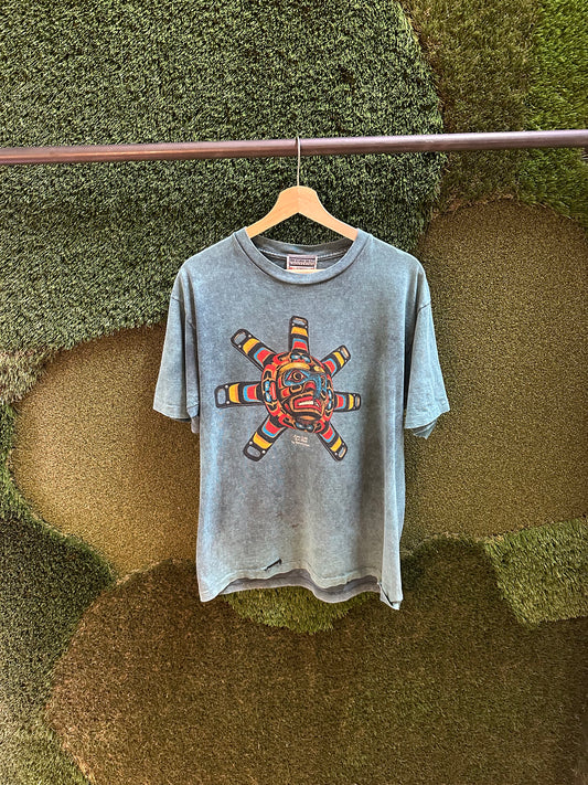 90s Acid Wash Totem T-shirt - L