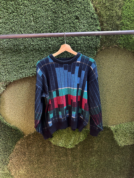 80s Colour Blocking Sweater - M