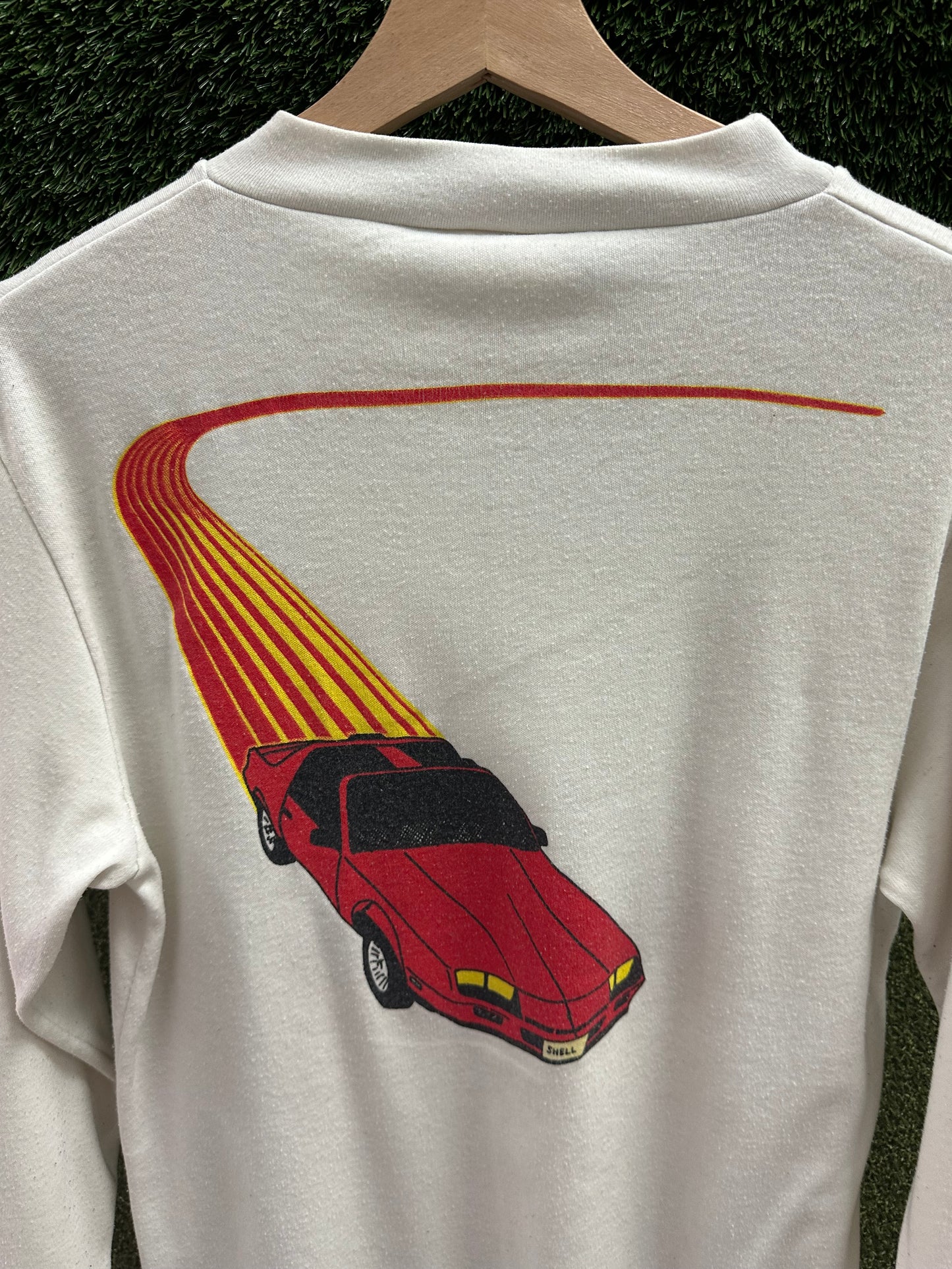 Vintage 1980s Shell Gasoline Race Car Longsleeve T-shirt - M