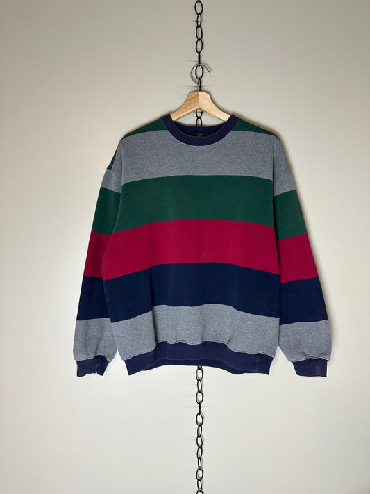 00s Club Room Striped Crewneck - L