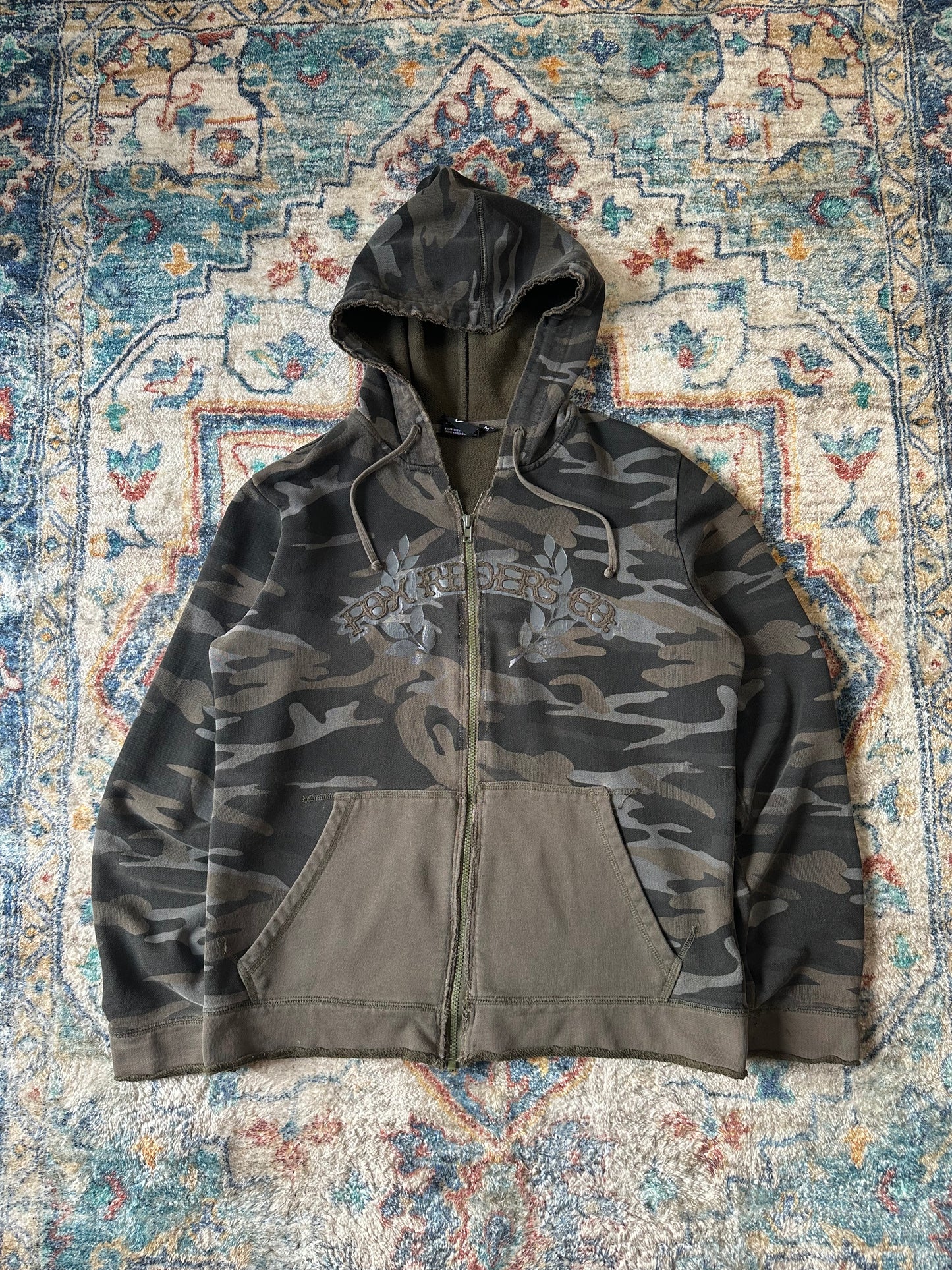 00s Fox Riders Zip-up Camouflage Hoodie - M