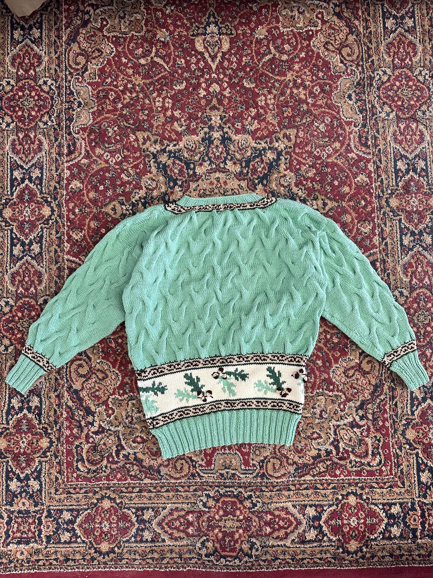 Vintage 1970s Textured Knit Abstract Sweater - M