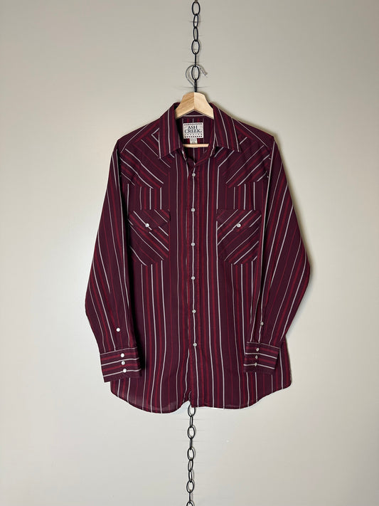 90s Ash Creek Trading Striped Pearl Snap Shirt - M