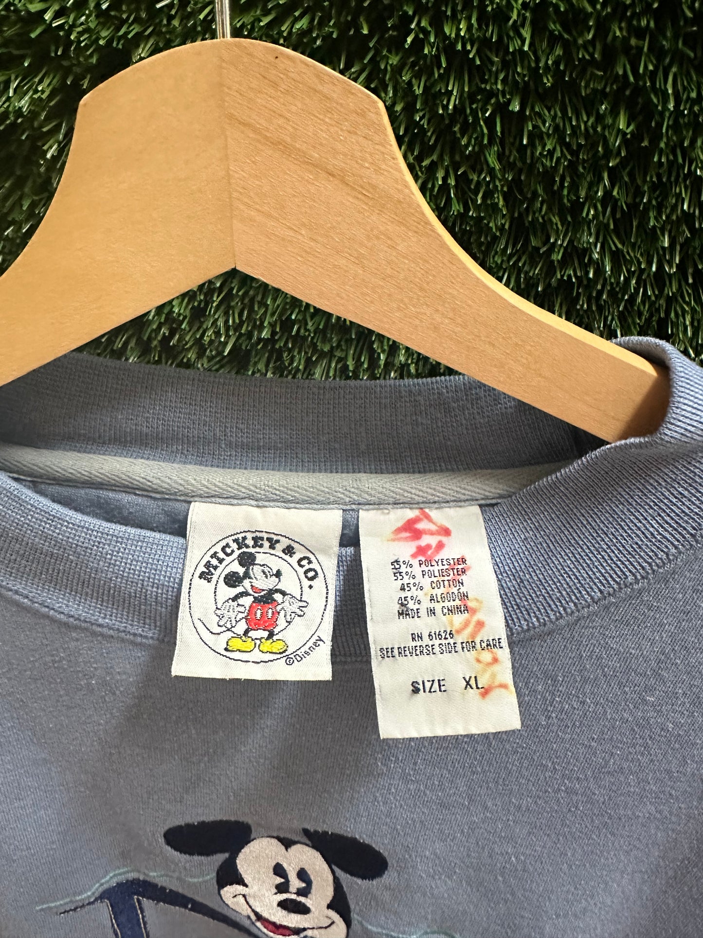 90s Disney Mickey Mouse Two Tone Blue Crewneck - XL