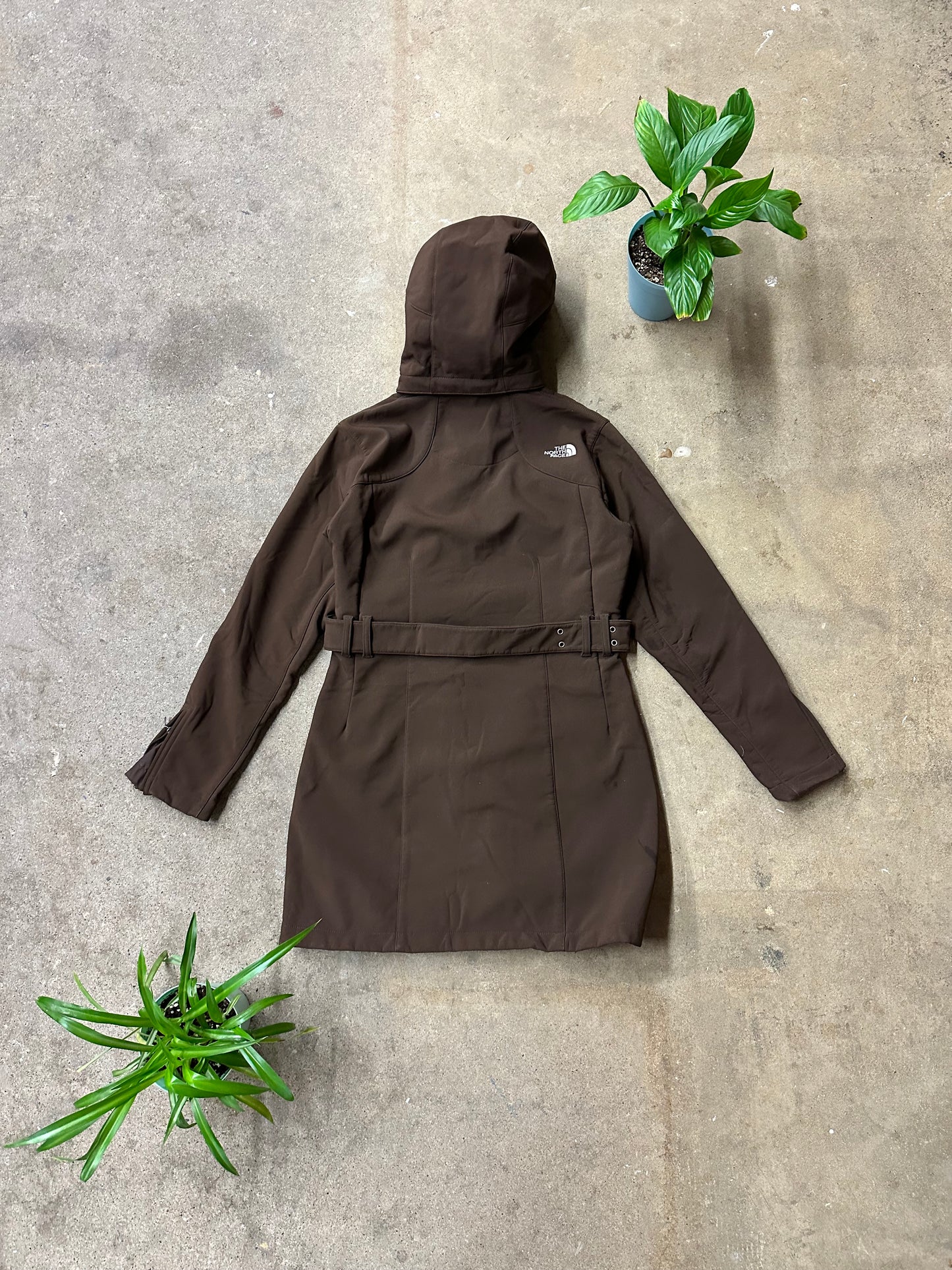 The North Face Mocha Apex Long Jacket W/Belt - S