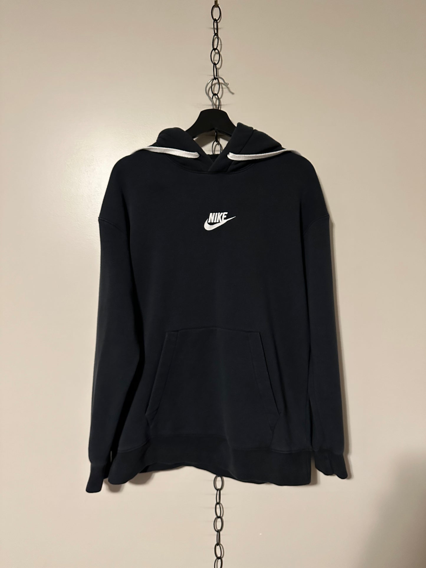 Nike Middle Check Logo Black Hoodie - M