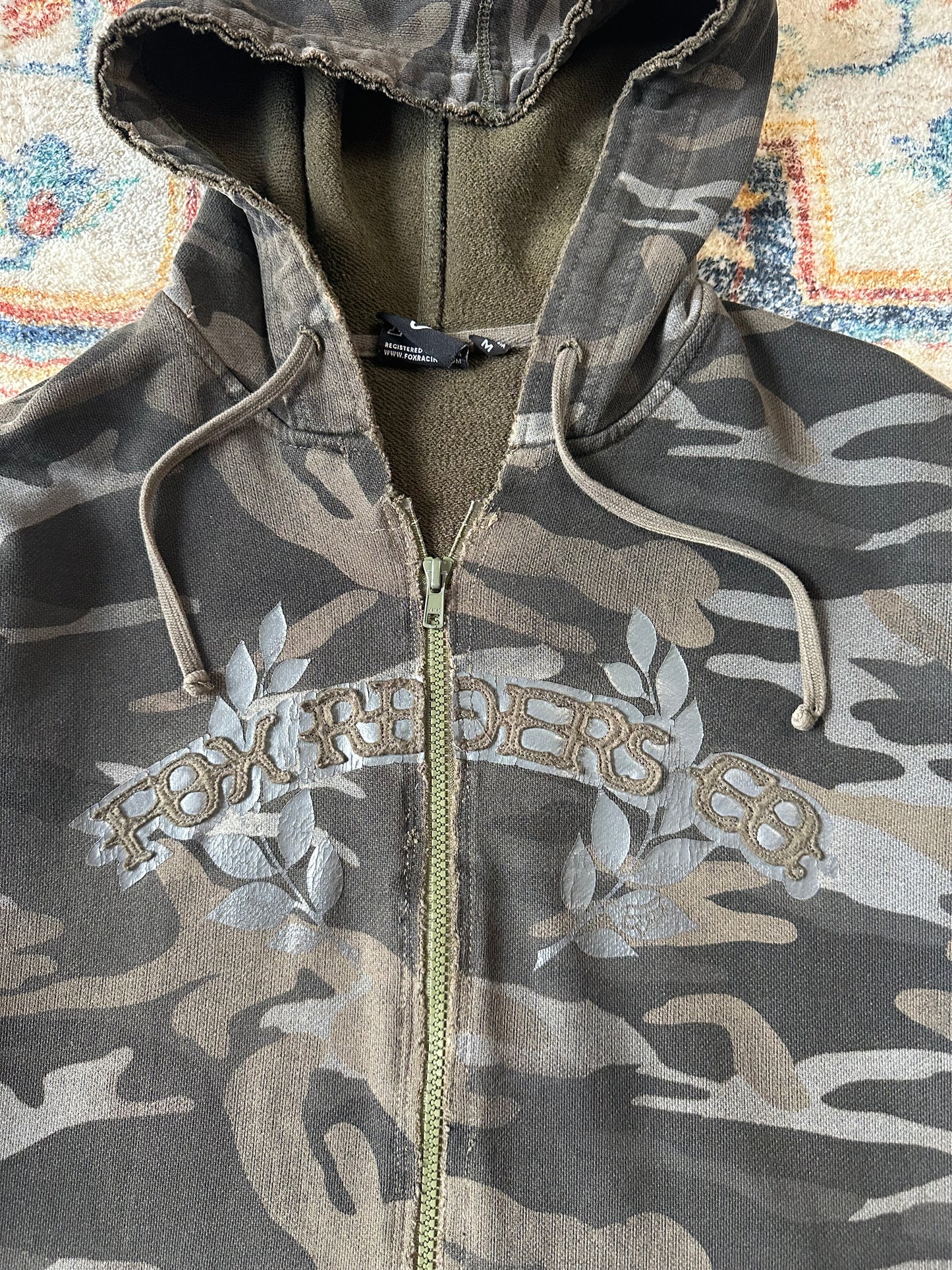 00s Fox Riders Zip-up Camouflage Hoodie - M