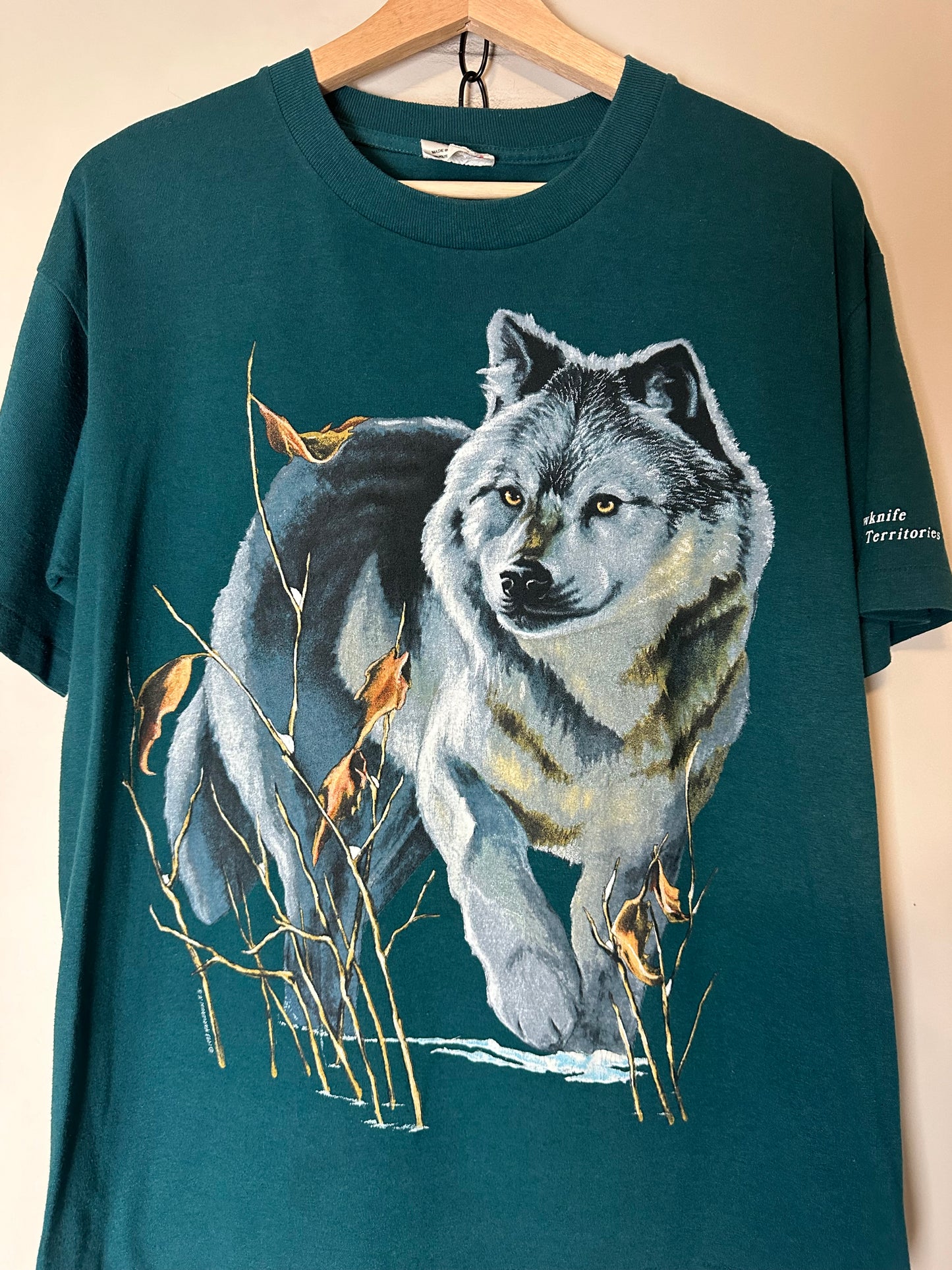 90s Wolf Animal T-shirt - M