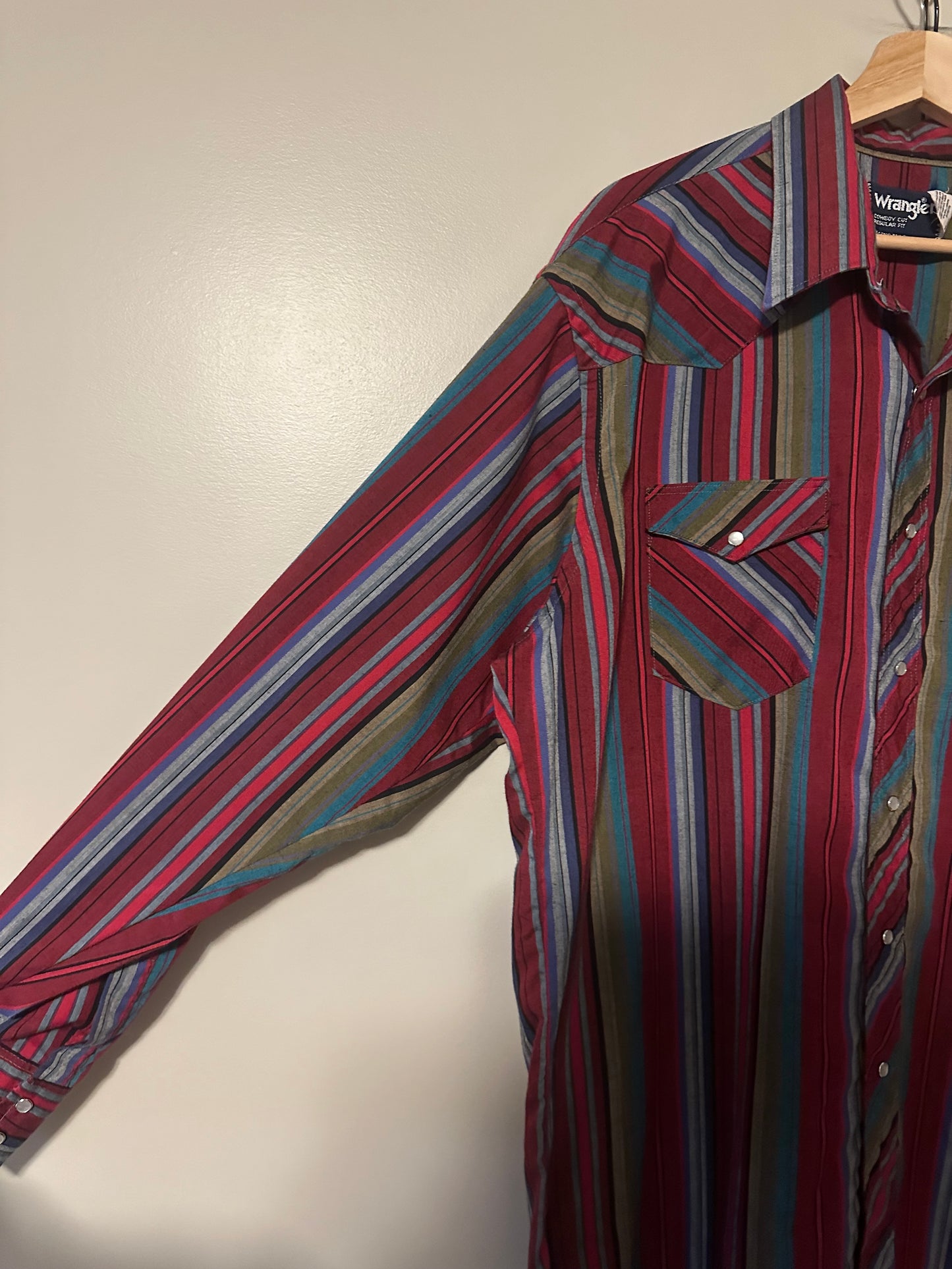 90s Wrangler Striped Western Button-up Shirt - XL