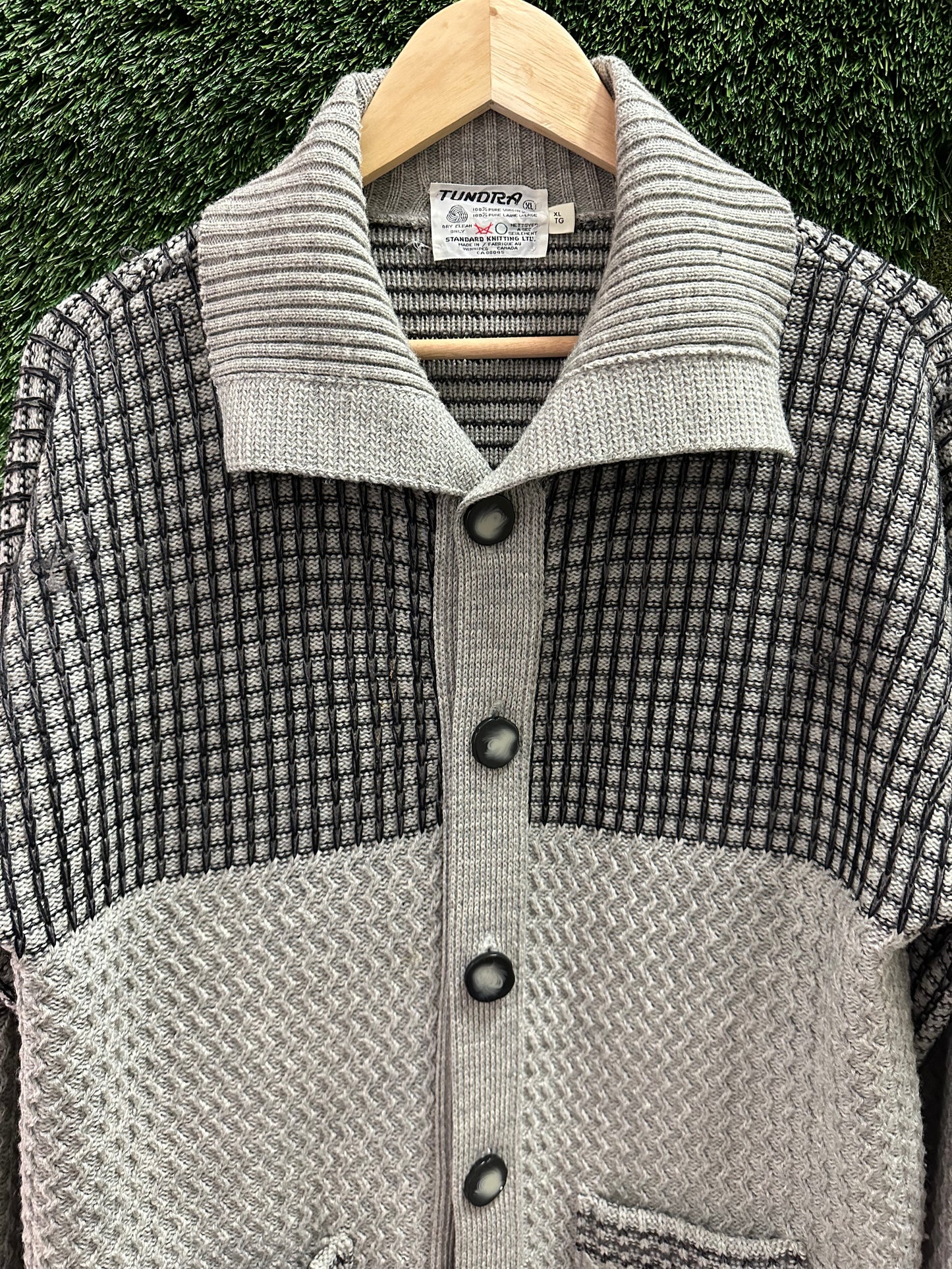 Vintage Tundra Textured Cardigan Sweater -  XL