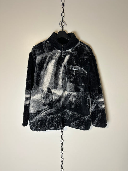 00s Alaska Wolves All Over Print Zip-up Fleece - S