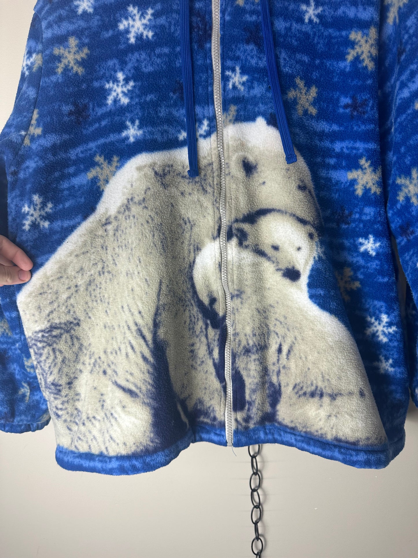 Vintage Polar Bear All Over Print Zip-up Fleece Jacket - L