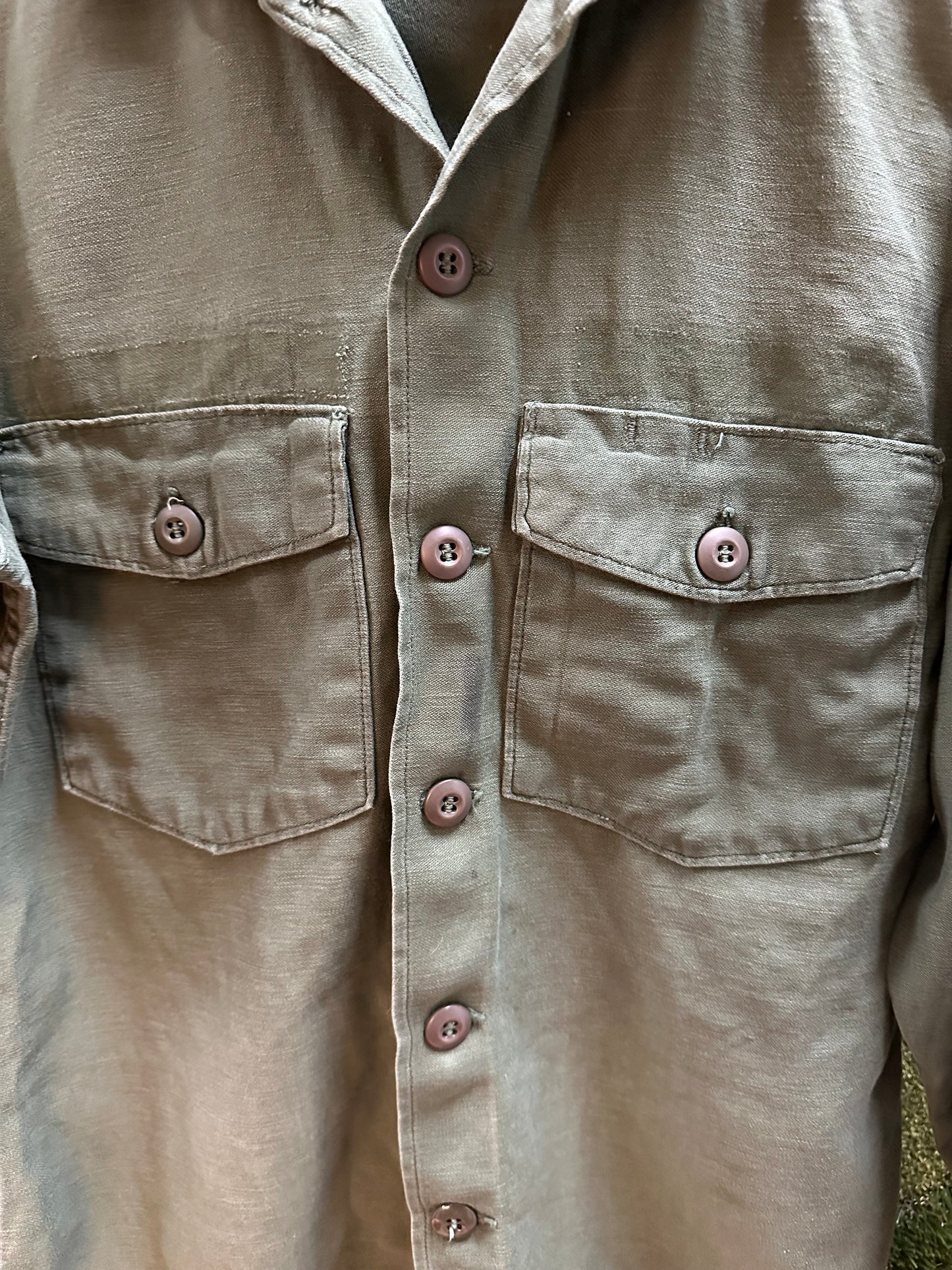 Vintage Military Button-up Shirt - M