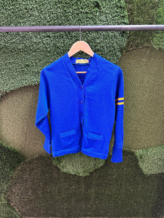 Vintage 1970s Pride Of The West Blue Cardigan Sweater - S