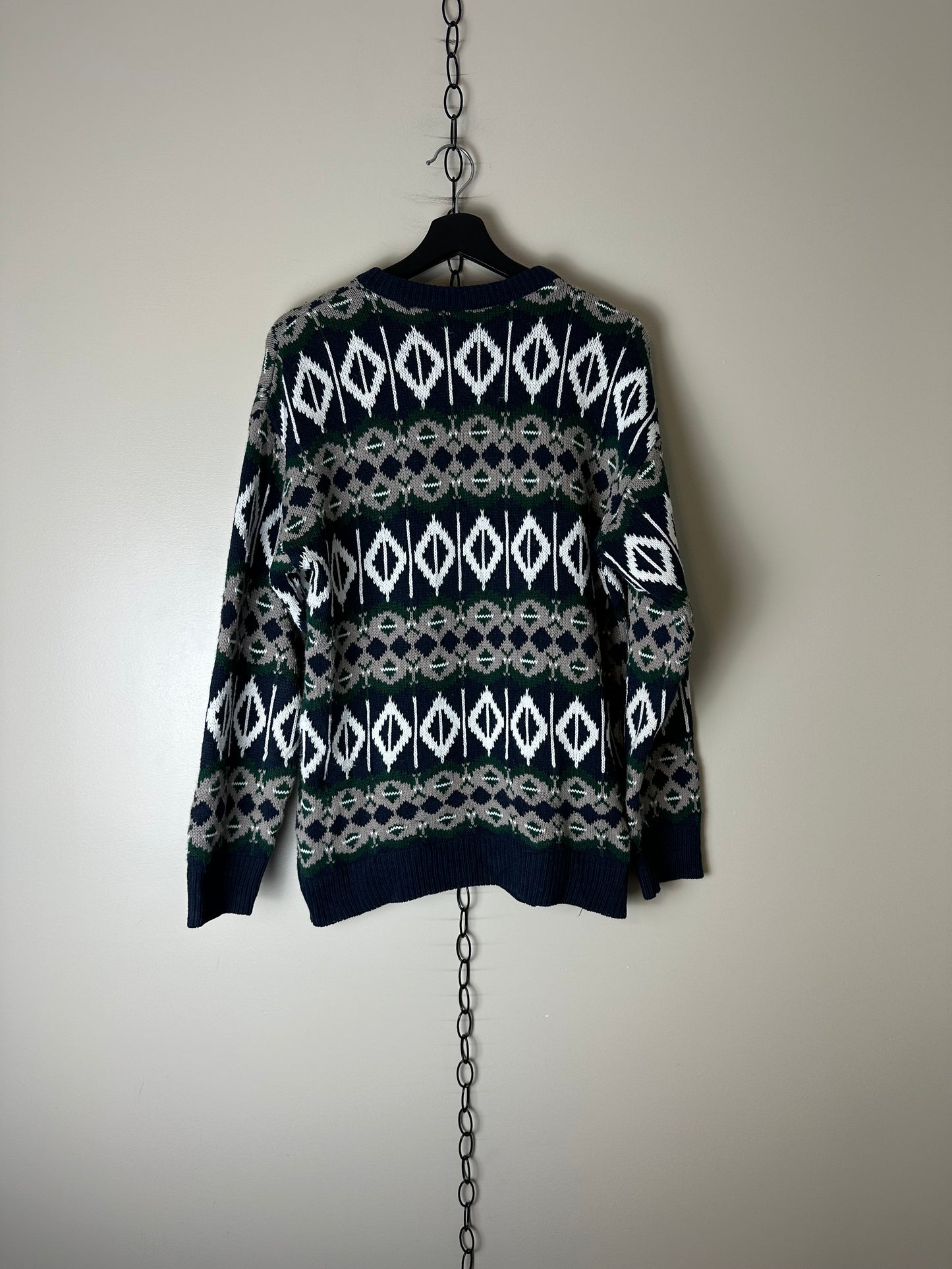 Vintage Abstract All Over Pattern Sweater - L