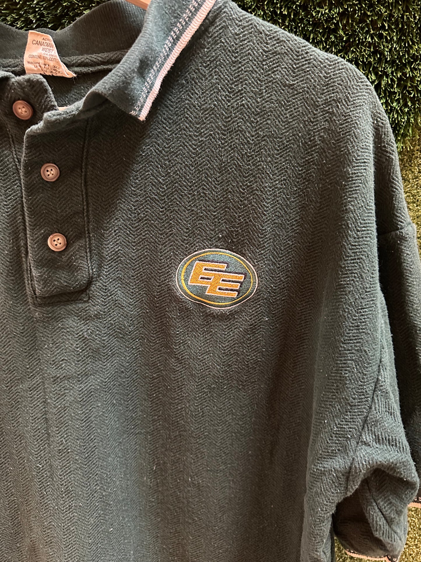 90s CFL Edmonton Eskimos Logo Polo Shirt - L