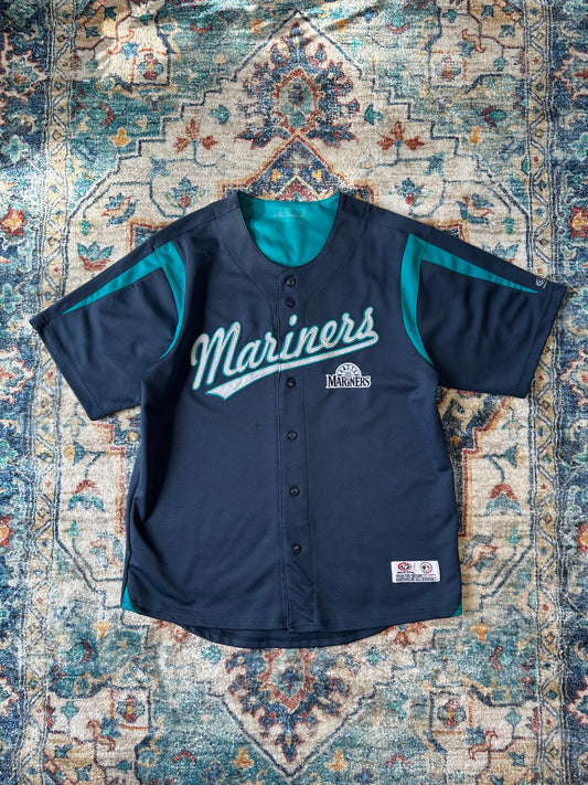 00s MLB Seattle Mariners Spellout Baseball Jersey - L