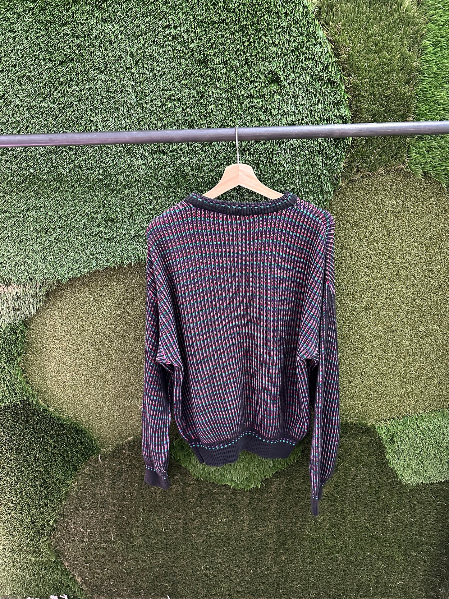 Vintage Multicoloured Striped Sweater - L