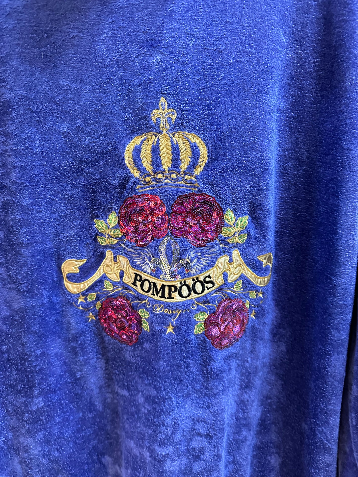 00s Pompoos Zip-up Velour Hoodie - L